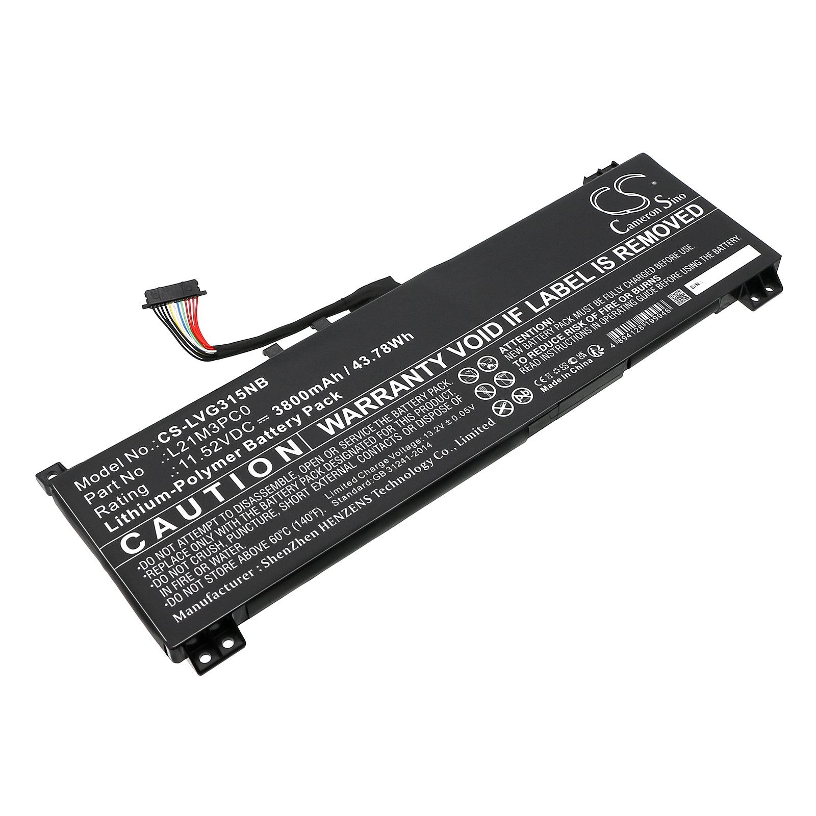 Li-Polymer, Notebook, Laptop Battery fits Lenovo Ideapad Gaming 3 15arh7 82sb00, Ideapad Gaming 3 15arh7 82sb00, 11.52V, 3800mAh Notebook, Laptop Cameron Sino Technology Limited