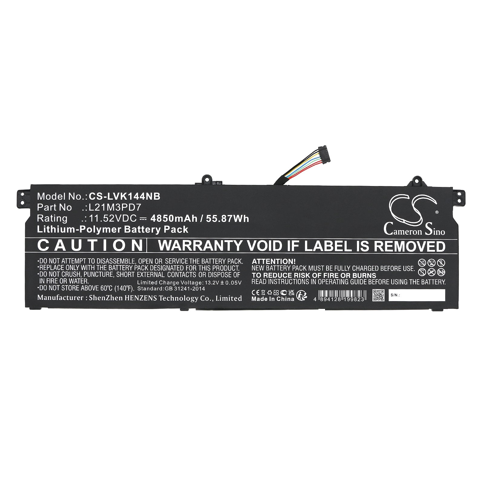 Li-Polymer, Notebook, Laptop Battery fits Lenovo 21cy0037sa, Thinkbook 14 G4+iap, 11.52V, 4850mAh Notebook, Laptop Cameron Sino Technology Limited