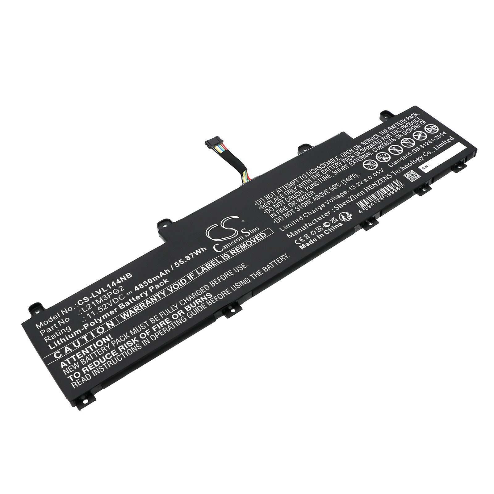 Li-Polymer, Notebook, Laptop Battery fits Lenovo Thinkpad C14 Gen 1 Chromebook , Thinkpad C14 Gen 1 Chromebook , 11.52V, 4850mAh Notebook, Laptop Cameron Sino Technology Limited