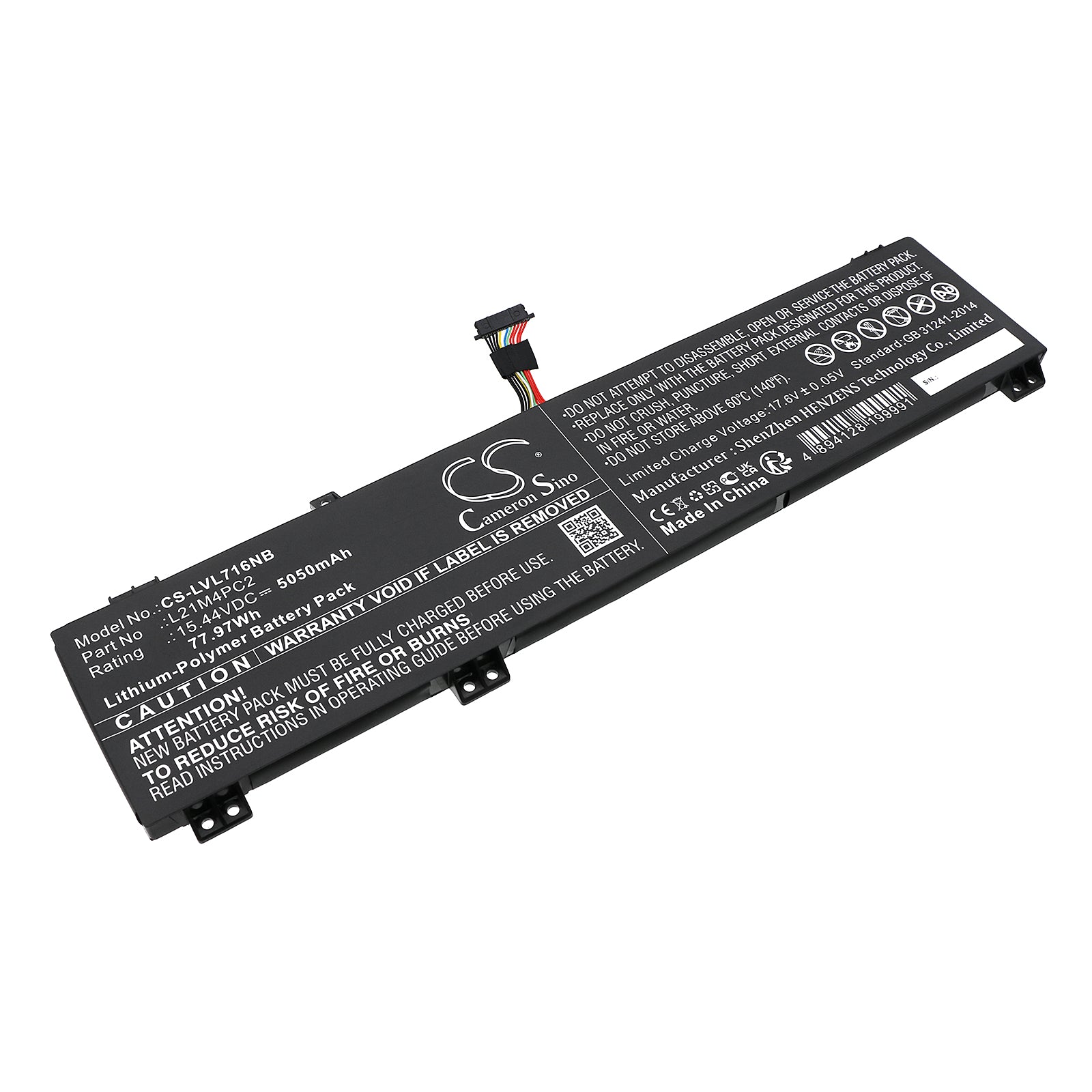 Li-Polymer, Notebook, Laptop Battery fits Lenovo Legion 7 16arha7 82uh0000us, Legion 7 16arha7 82uh0004uk, 15.44V, 5050mAh Notebook, Laptop Cameron Sino Technology Limited