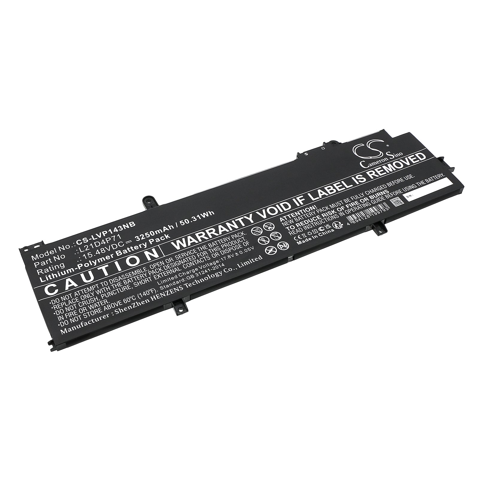 Li-Polymer, Notebook, Laptop Battery fits Lenovo Thinkpad P14s Gen 3(amd)21j500, Thinkpad P14s Gen 3(amd)21j500, 15.48V, 3250mAh Notebook, Laptop Cameron Sino Technology Limited
