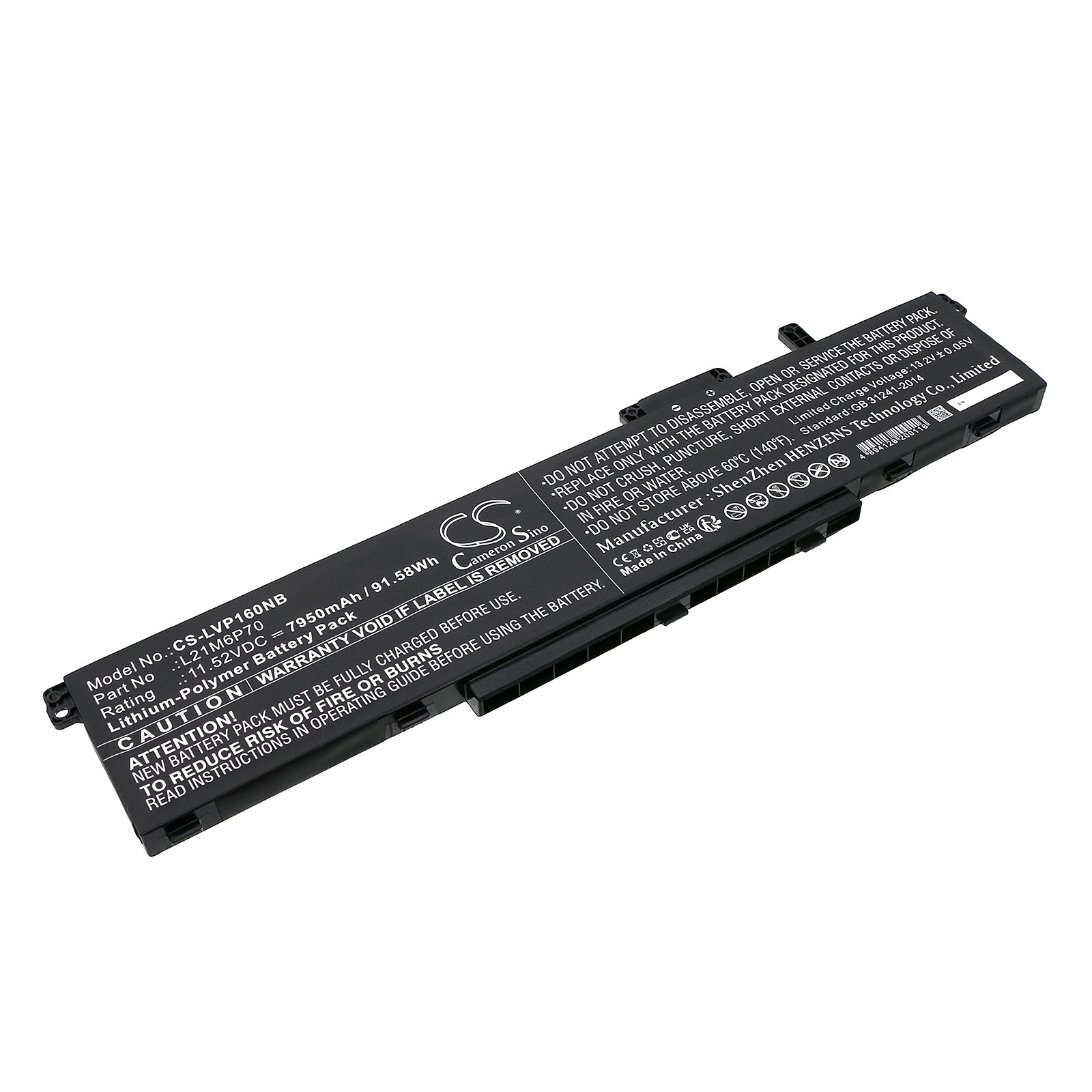 Li-Polymer, Notebook, Laptop Battery fits Lenovo Thinkpad P16 00cd 2022, Thinkpad P16 Gen1, 11.52V, 7950mAh Notebook, Laptop Cameron Sino Technology Limited