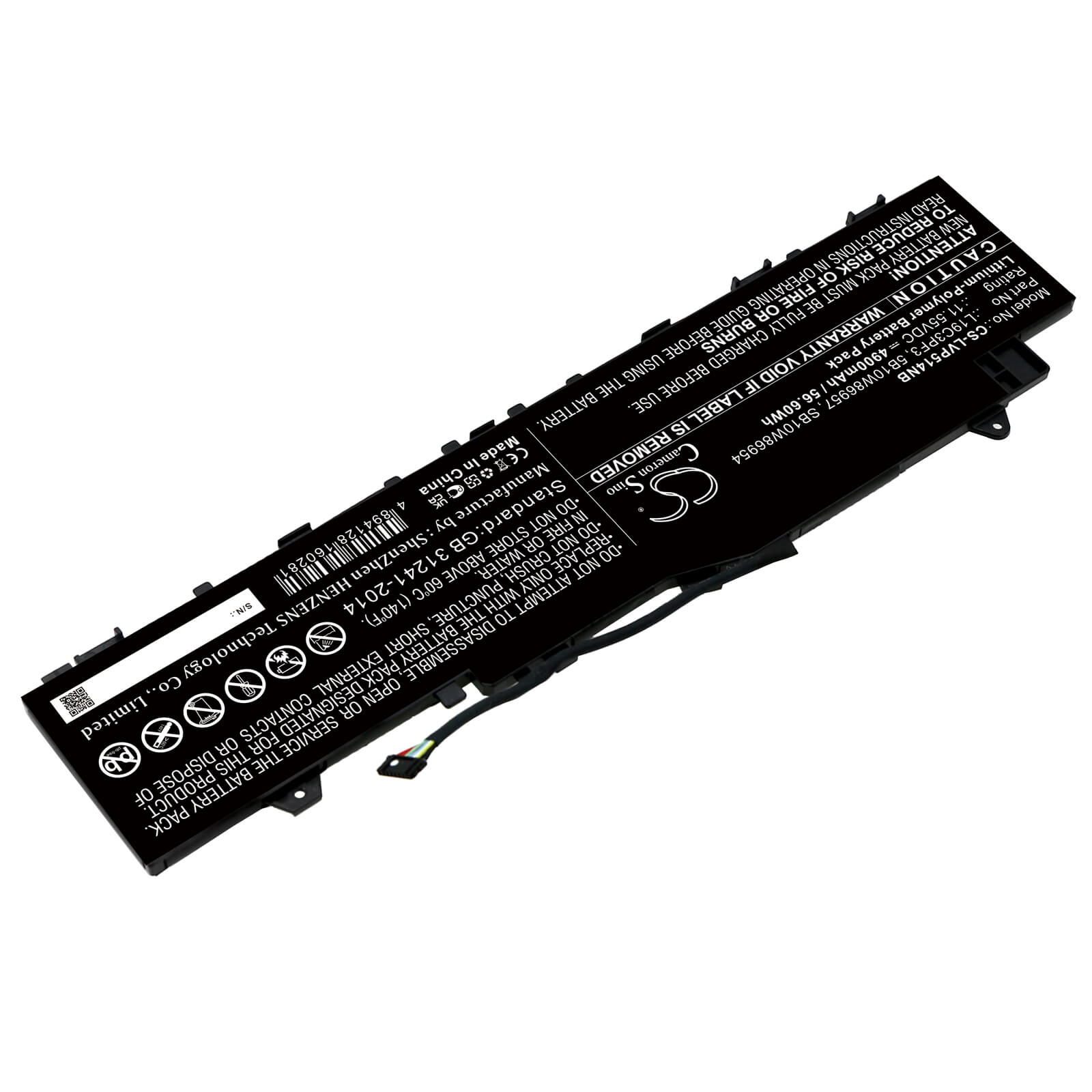Li-ion Notebook Battery fits Lenovo, 5b10w86957, L19c3pf3, Sb10w86954 11.55V, 4900mAh Notebook & Laptop Cameron Sino Technology Limited