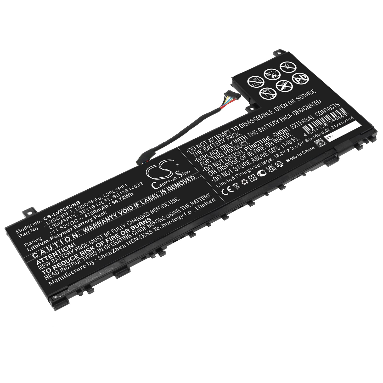 Li-Polymer, Notebook, Laptop Battery fits Lenovo Ideapad 5 Pro 14acn6 82l50098t, Ideapad 5 Pro 14acn6 82l7000tr, 11.52V, 4750mAh Notebook, Laptop Cameron Sino Technology Limited