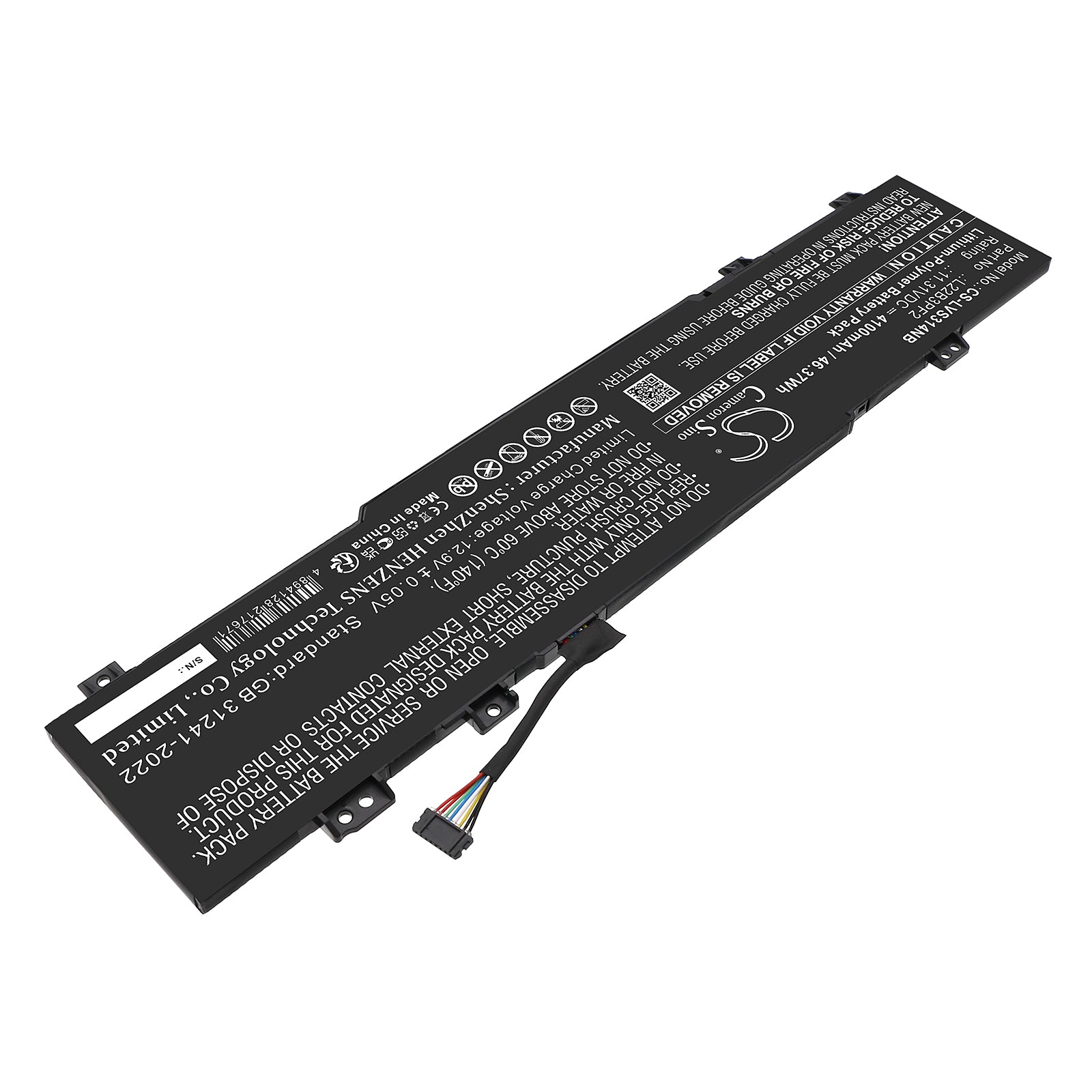 11.31V, Li-Polymer, 4100mAh, Battery fits Lenovo IdeaPad Slim 3 14ABR8 82XL000JHH, IdeaPad Slim 3 14ABR8 82XL0018MJ, 46.37Wh Notebook, Laptop Cameron Sino Technology Limited