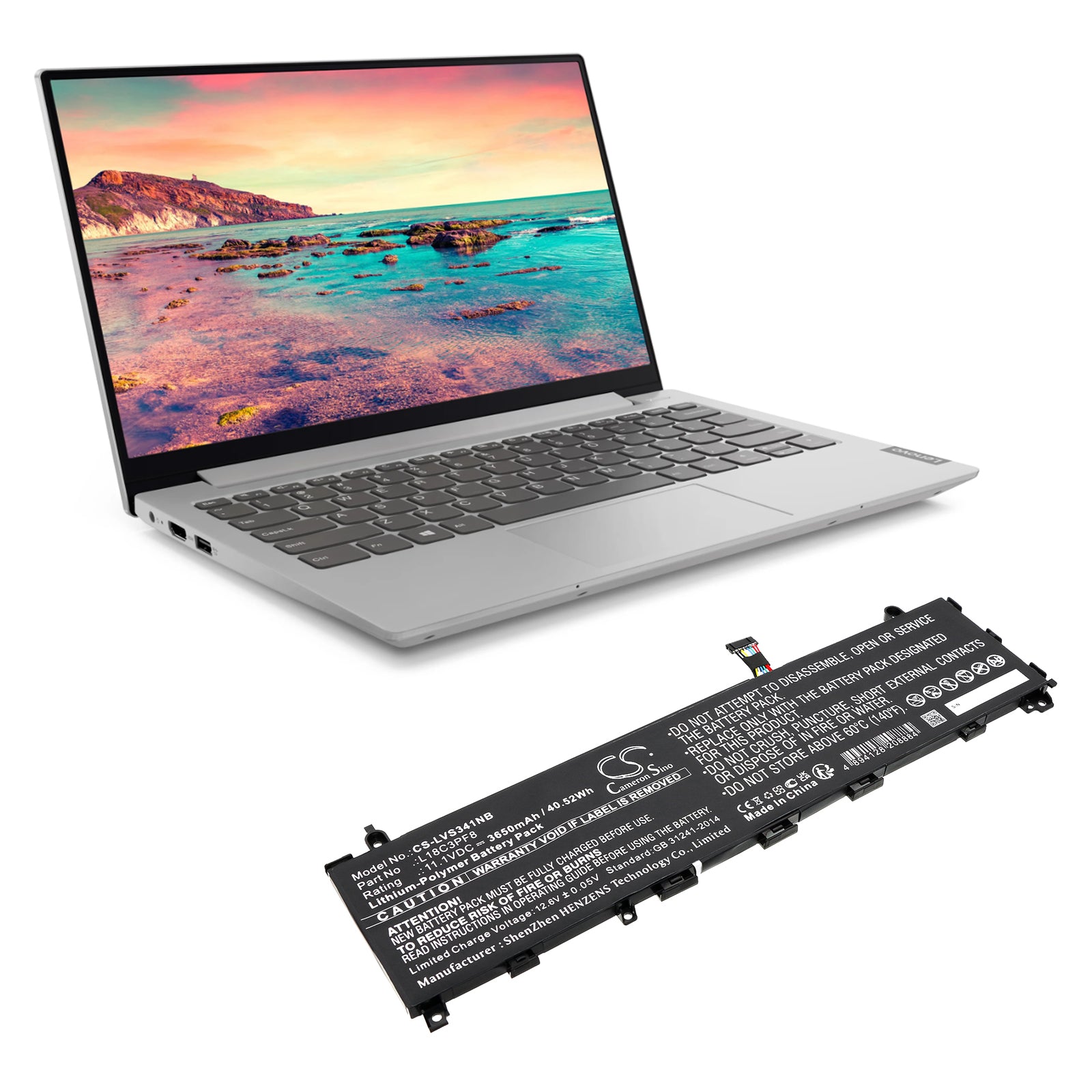 Li-Polymer, Notebook, Laptop Battery fits Lenovo Ideapad S340-13, Ideapad S340-13iml, 11.1V, 3650mAh Notebook, Laptop Cameron Sino Technology Limited