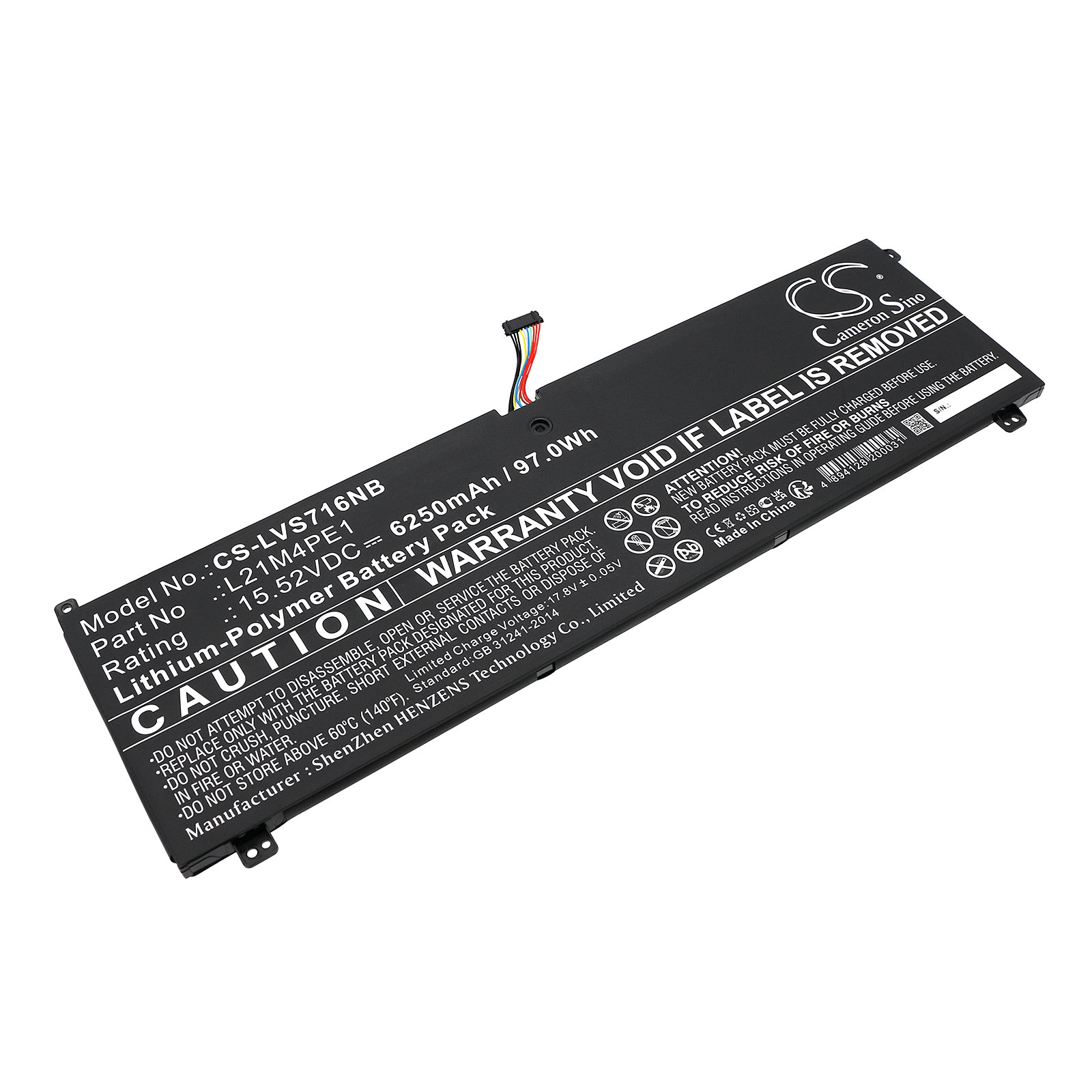 Li-Polymer, Notebook, Laptop Battery fits Lenovo Legion S7 16arha7, Legion S7 16arha7 82ug0000us, 15.52V, 6250mAh Notebook, Laptop Cameron Sino Technology Limited