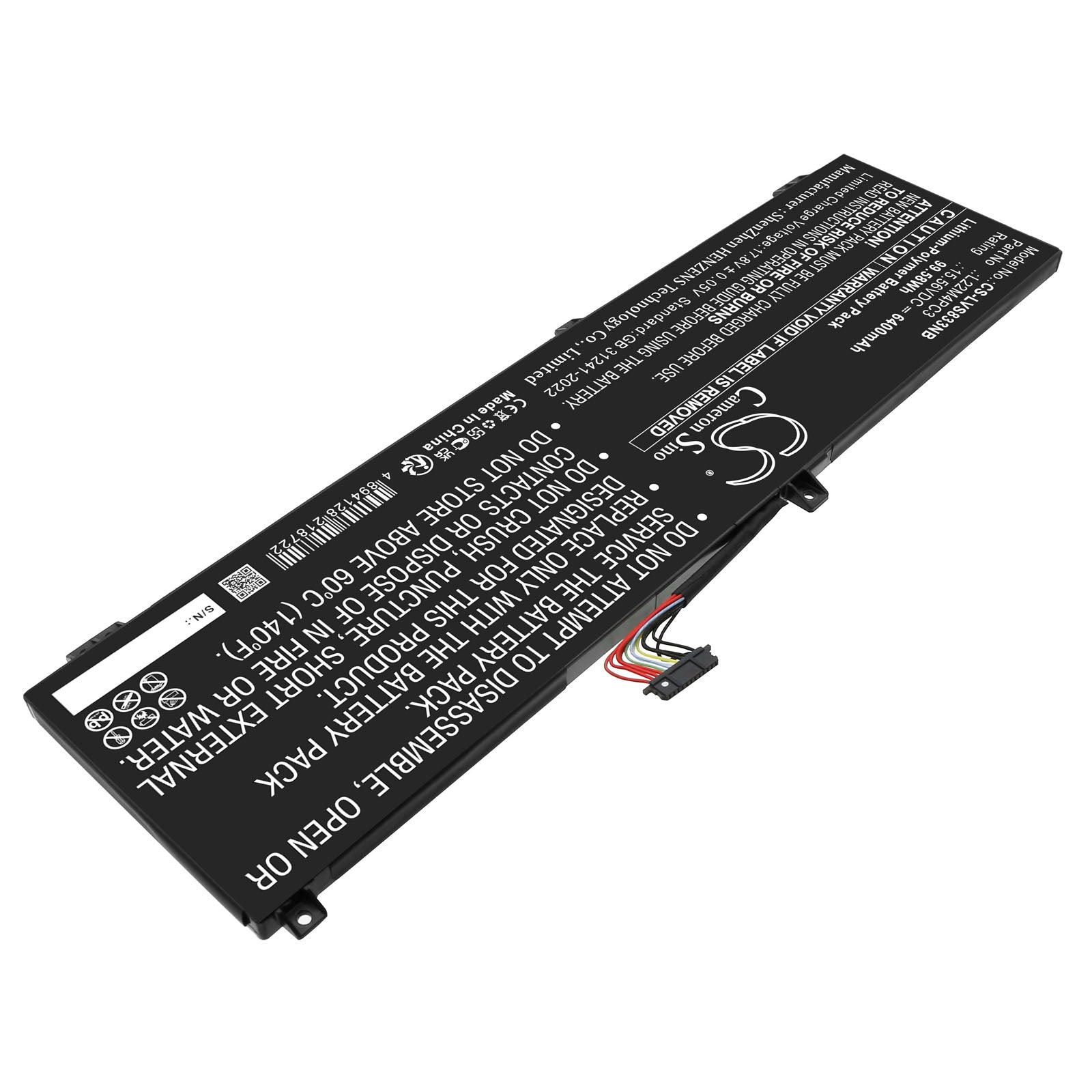15.56V, Li-Polymer, 6400mAh, Battery fits Lenovo 83AG003QAU, 83AG003RAU, 99.58Wh Notebook, Laptop Cameron Sino Technology Limited