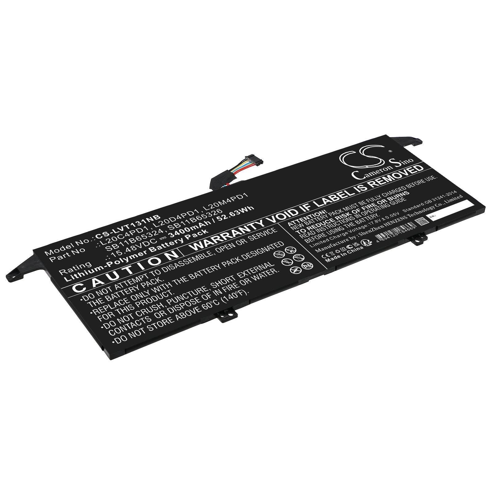 Li-Polymer, Notebook, Laptop Battery fits Lenovo Thinkbook 13x Itg 20wj0001us, Thinkbook 13x Itg 20wj0008kr, 15.48V, 3400mAh Notebook, Laptop Cameron Sino Technology Limited