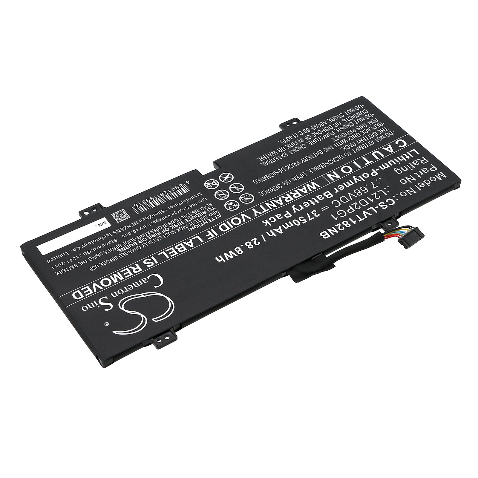 Li-Polymer, Notebook, Laptop Battery fits Lenovo 10w-82st Tablet, 10w-82st0000jp, 7.68V, 3750mAh Notebook, Laptop Cameron Sino Technology Limited