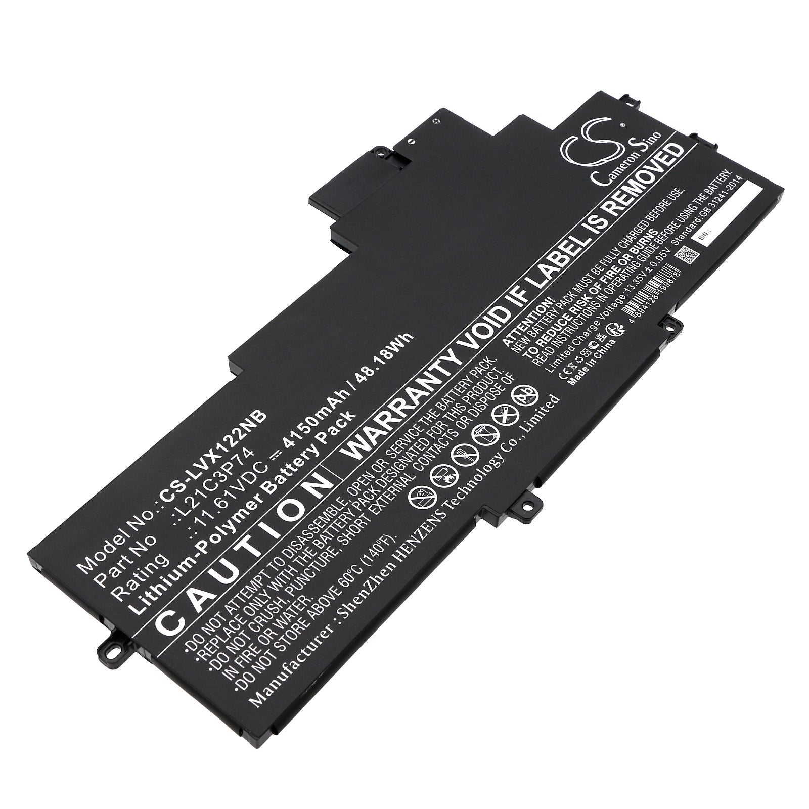 Li-Polymer, Notebook, Laptop Battery fits Lenovo Thinkpad X1 Nano Gen 2 21e8000, Thinkpad X1 Nano Gen 2 21e8000, 11.61V, 4150mAh Notebook, Laptop Cameron Sino Technology Limited