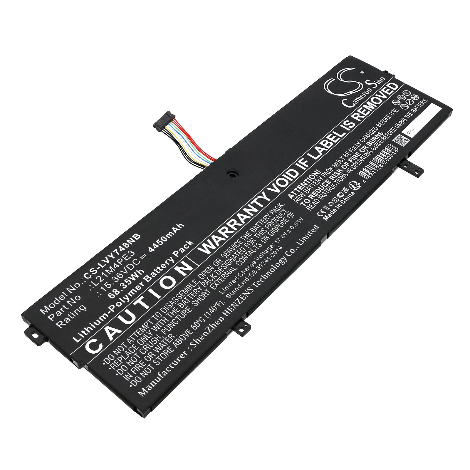 Li-Polymer, Notebook, Laptop Battery fits Lenovo Yoga 7 14arb7 82qf000dsp, Yoga 7 14arb7 82qf000fau, 15.36V, 4450mAh Notebook, Laptop Cameron Sino Technology Limited