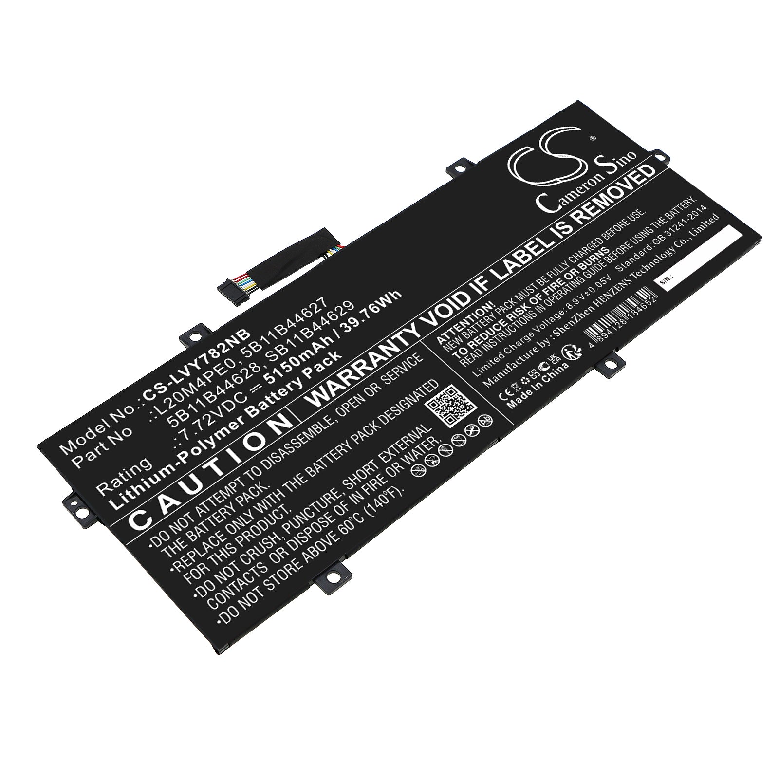 Li-Polymer, Notebook, Laptop Battery fits Lenovo Yoga Duet 7 13itl6 82ma0005id, Yoga Duet 7 13itl6 82ma000aid, 7.72V, 5150mAh Notebook, Laptop Cameron Sino Technology Limited