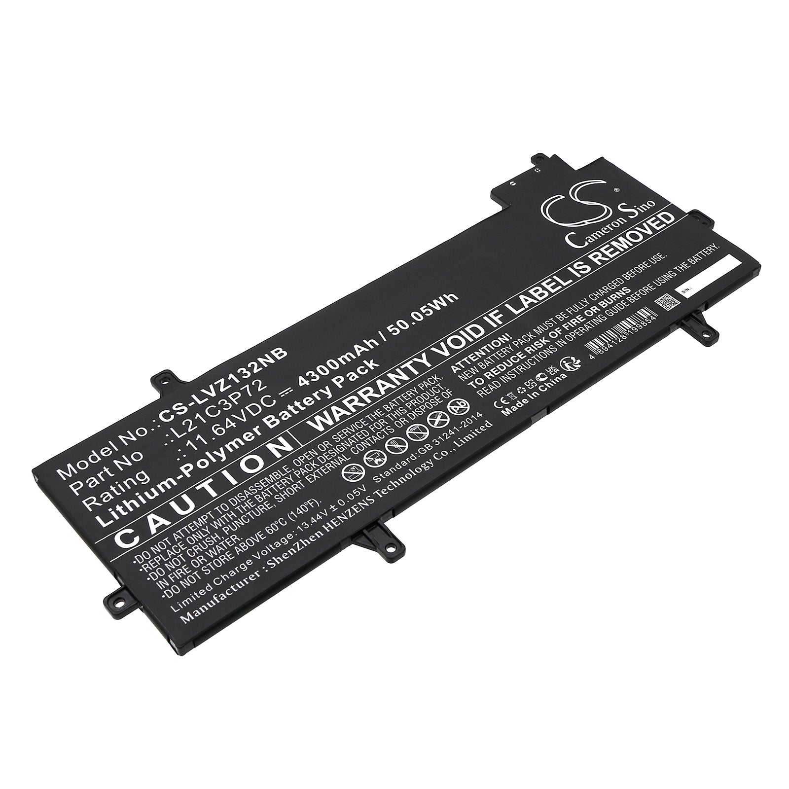 Li-Polymer, Notebook, Laptop Battery fits Lenovo Thinkpad Z13 21d2000aau, Thinkpad Z13 21d2000rca, 11.64V, 4300mAh Notebook, Laptop Cameron Sino Technology Limited
