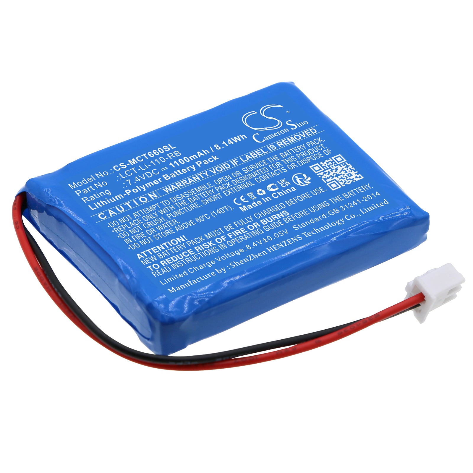 Li-Polymer, Electronic Scales Battery fits Tree Lct-li-110, Lct-li-16, 7.4V, 1100mAh Electronic Scales Cameron Sino Technology Limited