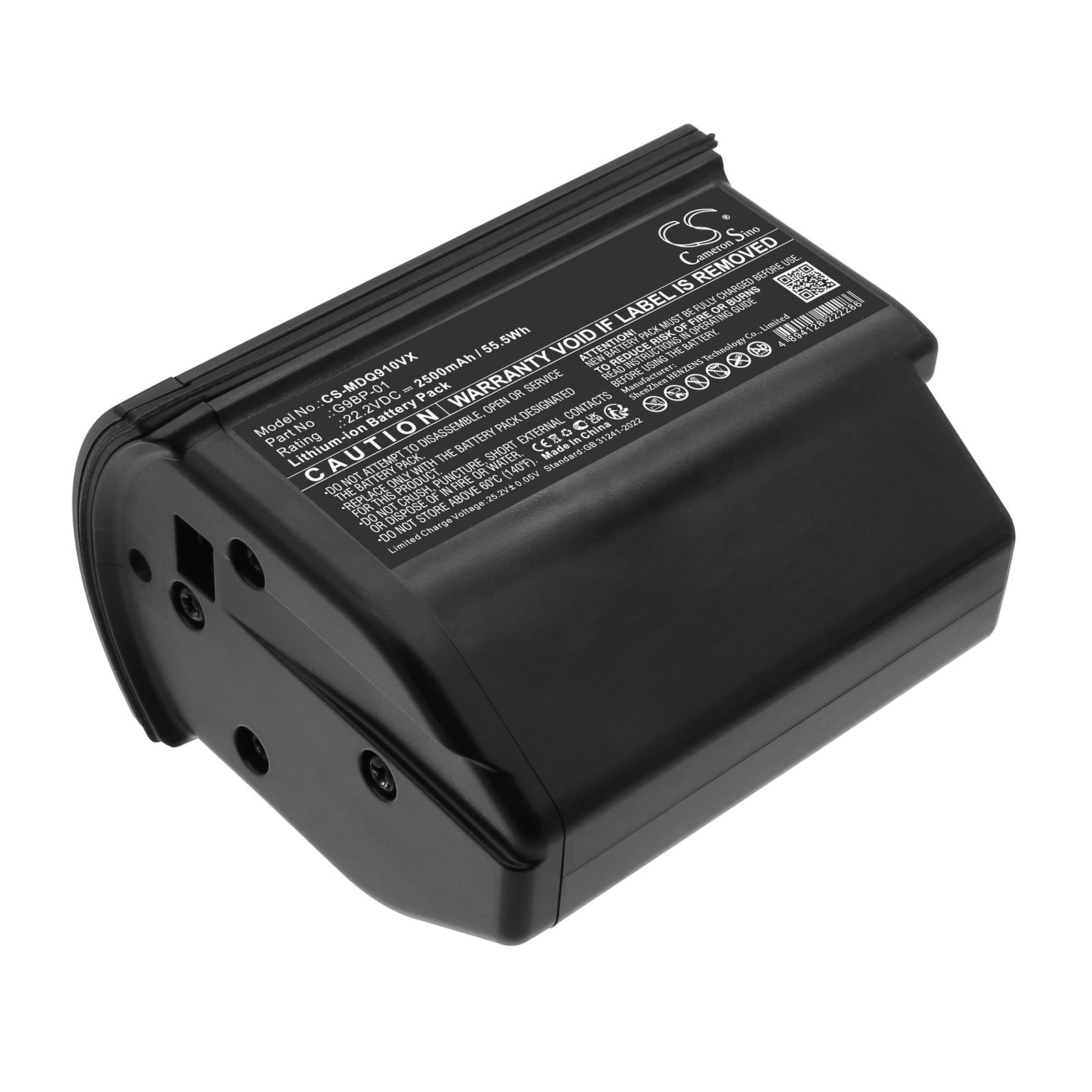 22.2V, Li-ion, 2500mAh, Battery fits Midea G9, G9 Plus, 55.5Wh Vacuum Cameron Sino Technology Limited