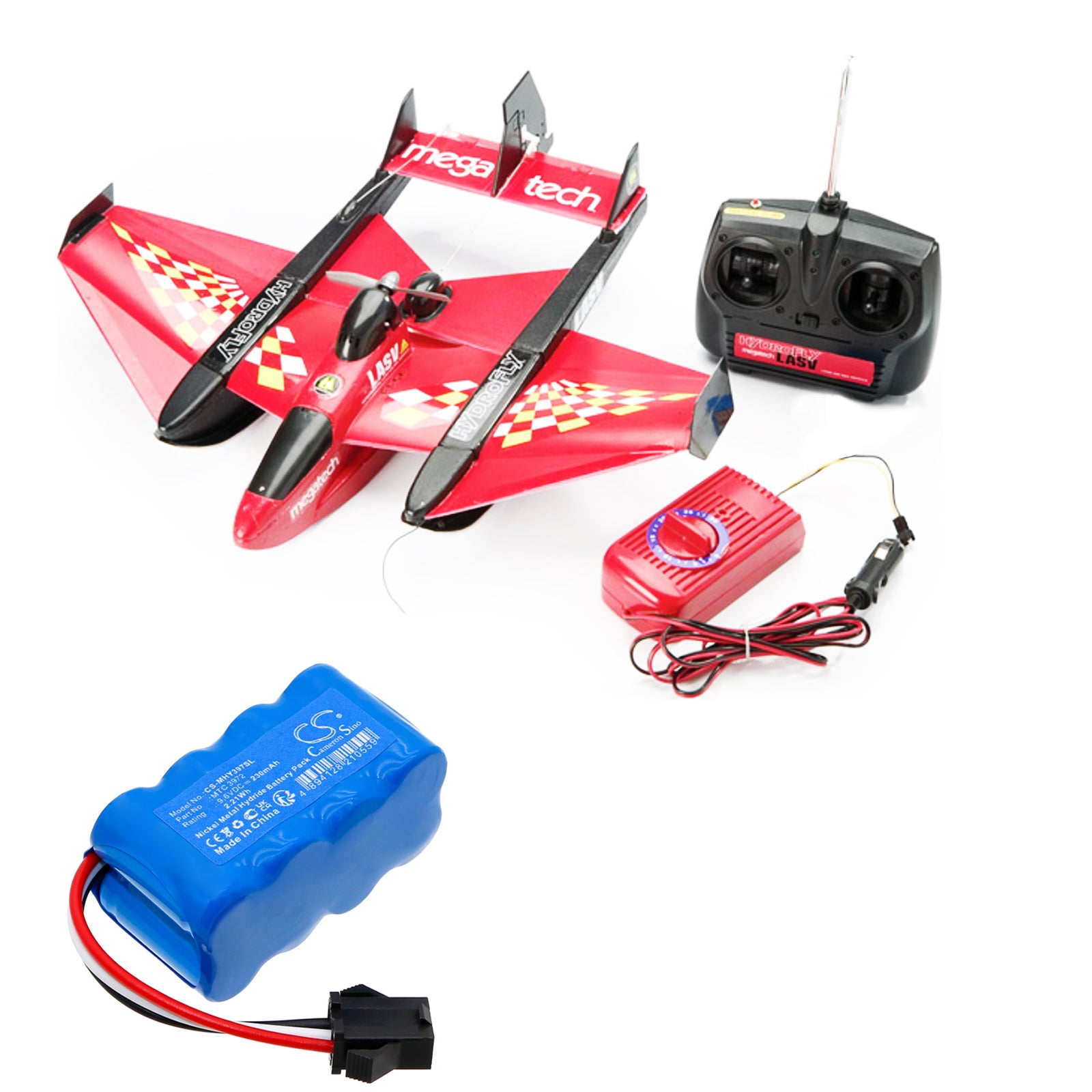 Ni-MH, Heli/Airplane Battery fits Megatech Hydro-fly, 9.6V, 230mAh Heli/Airplane Cameron Sino Technology Limited
