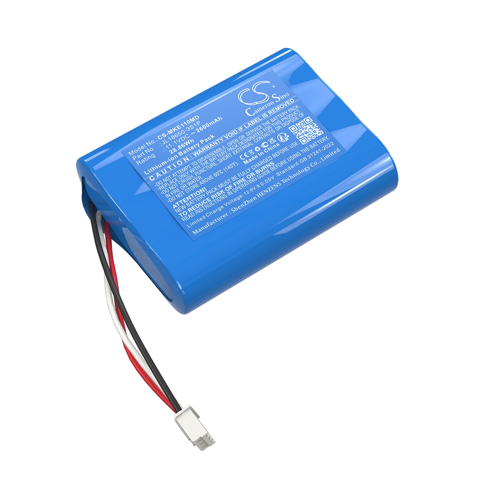 11.1V, Li-ion, 2600mAh, Battery fits MDKMed ME11, 28.86Wh Medical Cameron Sino Technology Limited