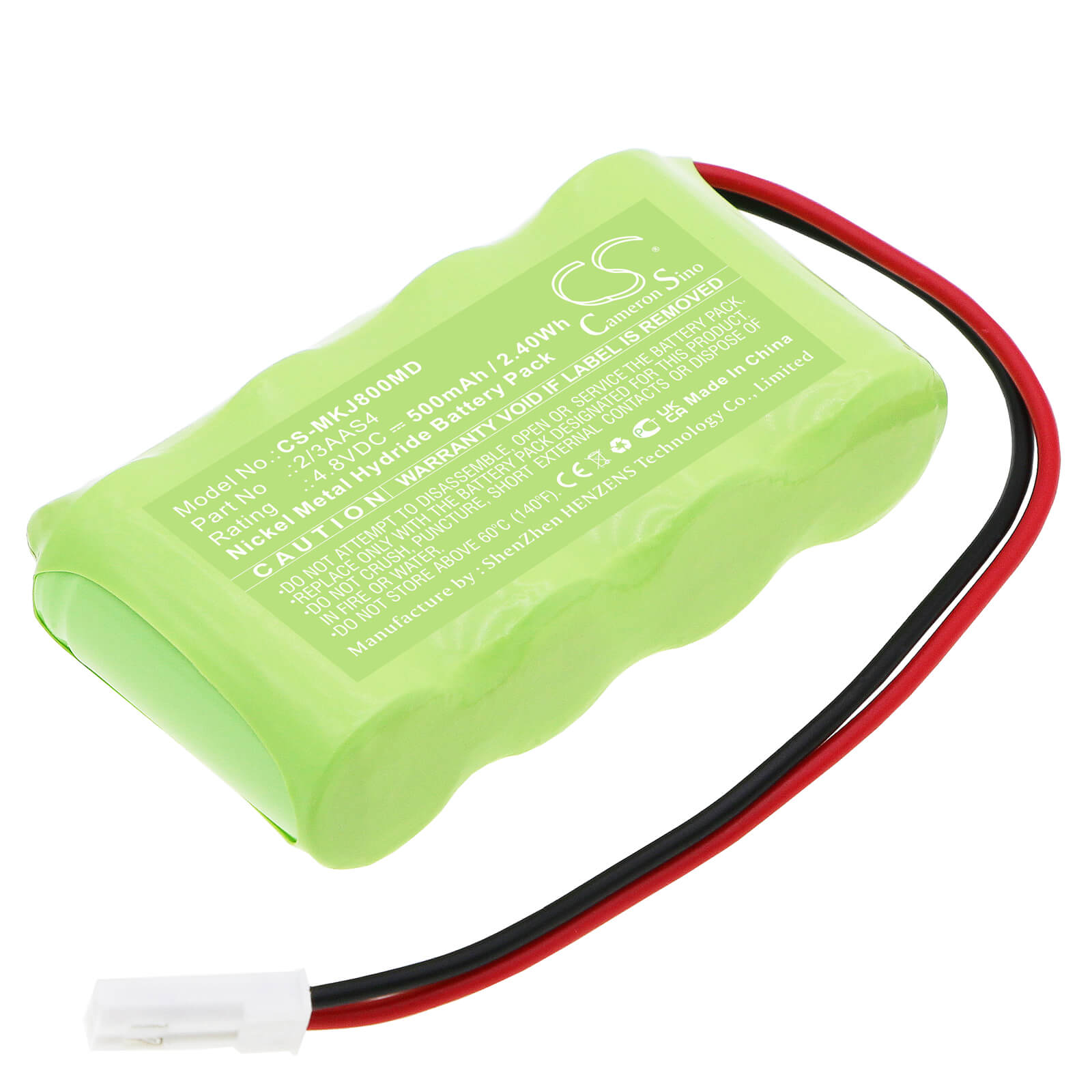 Ni-MH Battery fits Kejian, Jaundice Meter Kj-8000 4.8V, 600mAh / 2.88Wh Medical Cameron Sino Technology Limited