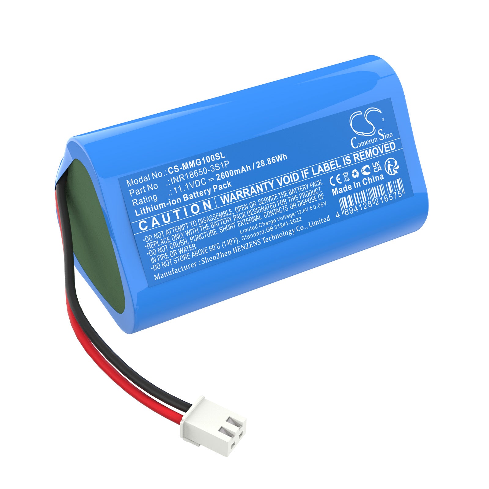 11.1V, Li-ion, 2600mAh, Battery fits Muscle Massage Gun, 28.86Wh Personal Care Cameron Sino Technology Limited