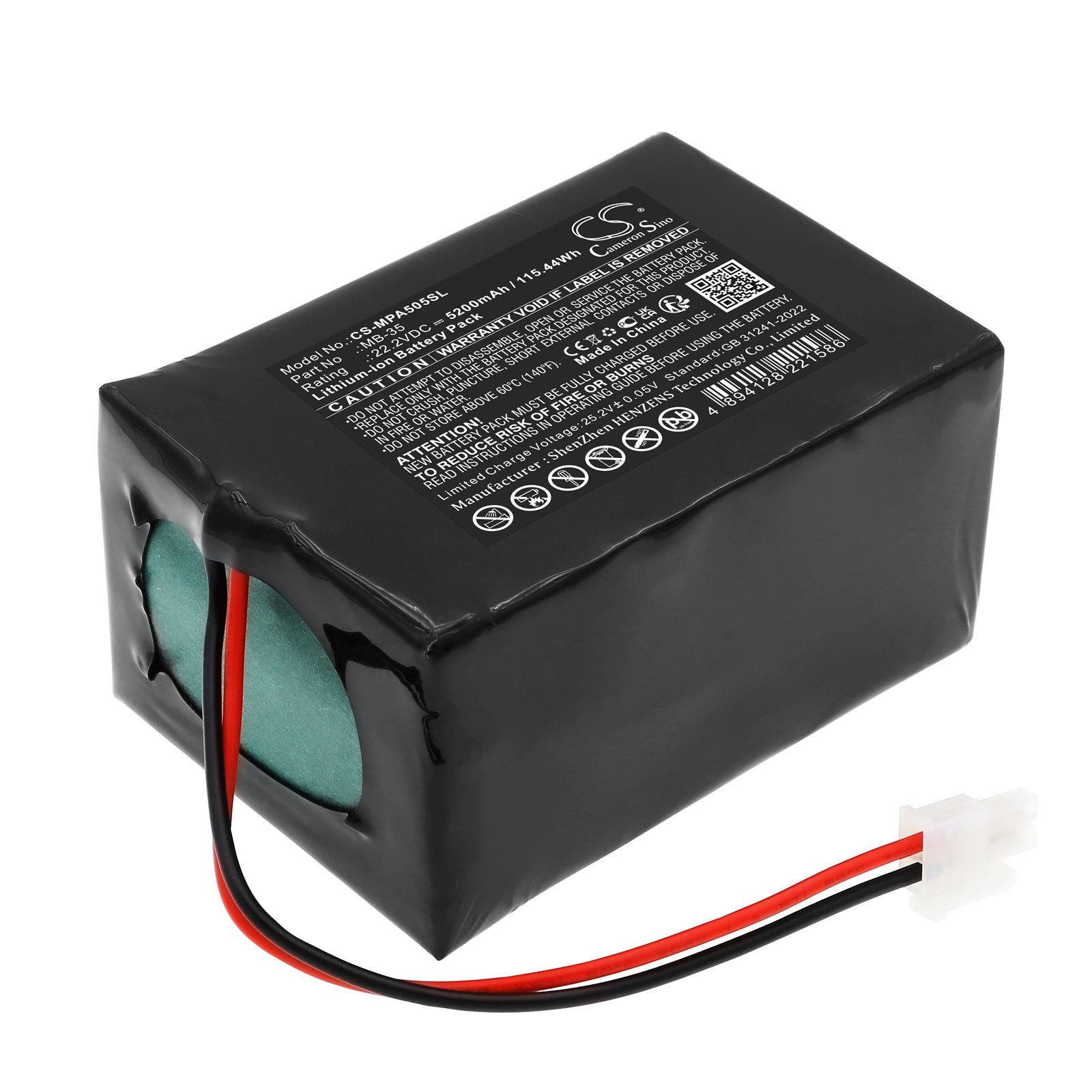 22.2V, Li-ion, 5200mAh, Battery fits Mipro MA-505, MA-505 Portable Wireless PA System, 115.44Wh Speaker Cameron Sino Technology Limited