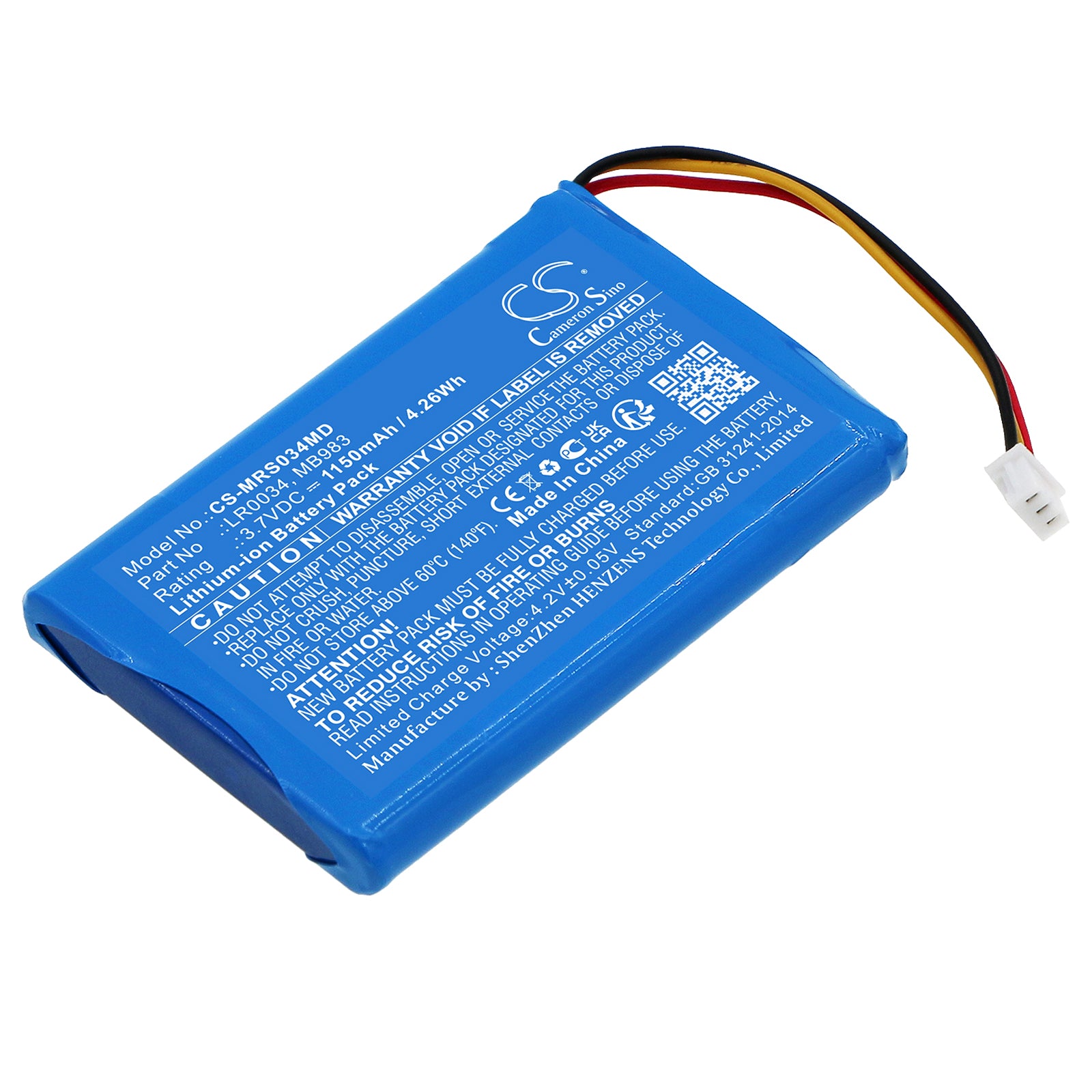 Li-ion, Medical Battery fits Mir Spirobank Ii Basic Spirometer, Spirobank Ii Smart Ble Spirome, 3.7V, 1150mAh Medical Cameron Sino Technology Limited