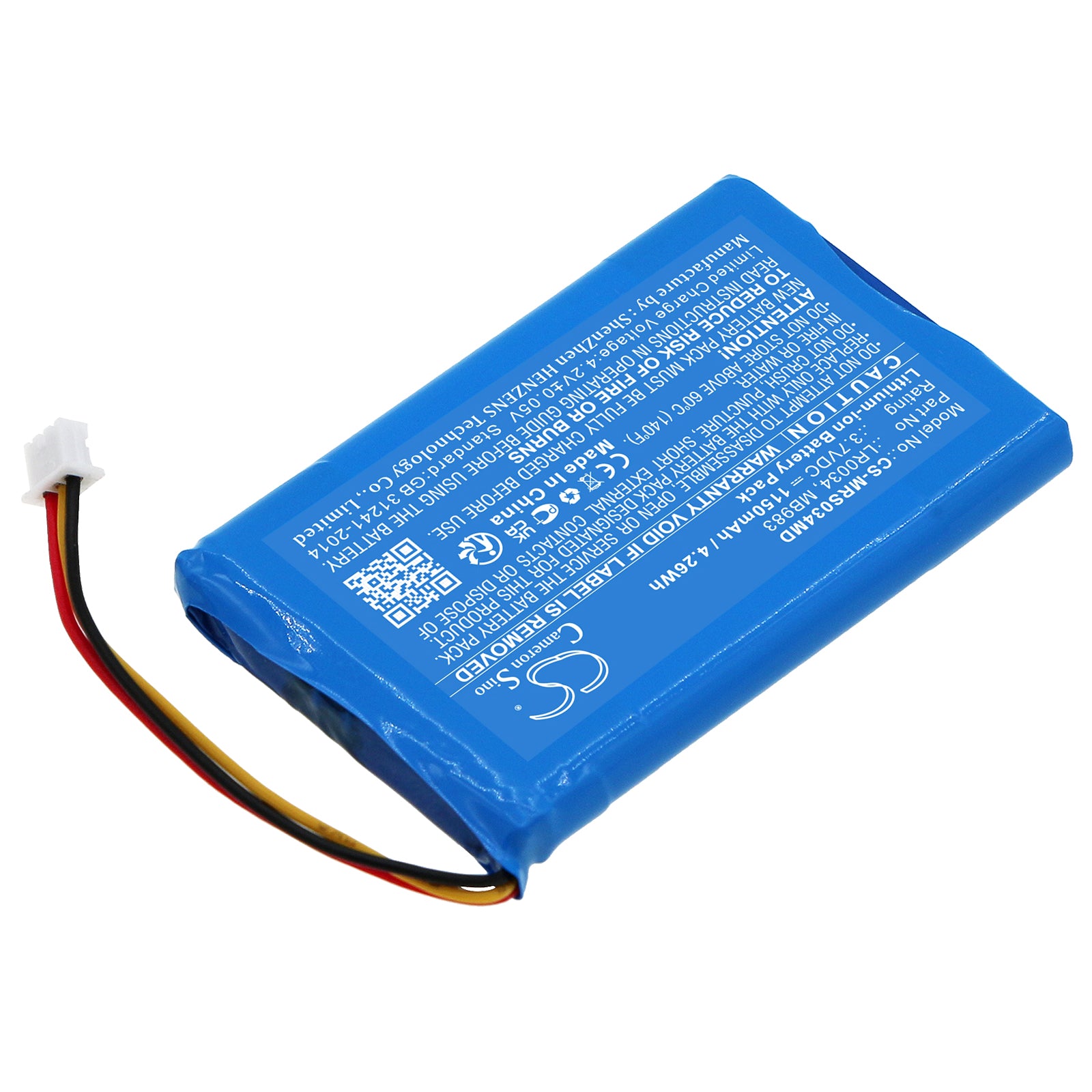 Li-ion, Medical Battery fits Mir Spirobank Ii Basic Spirometer, Spirobank Ii Smart Ble Spirome, 3.7V, 1150mAh Medical Cameron Sino Technology Limited
