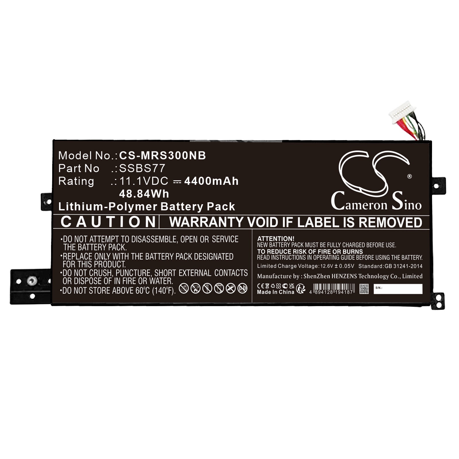 Li-ion, Notebook, Laptop Battery fits Mechrevo S3 Pro, 11.1V, 4400mAh Notebook, Laptop Cameron Sino Technology Limited