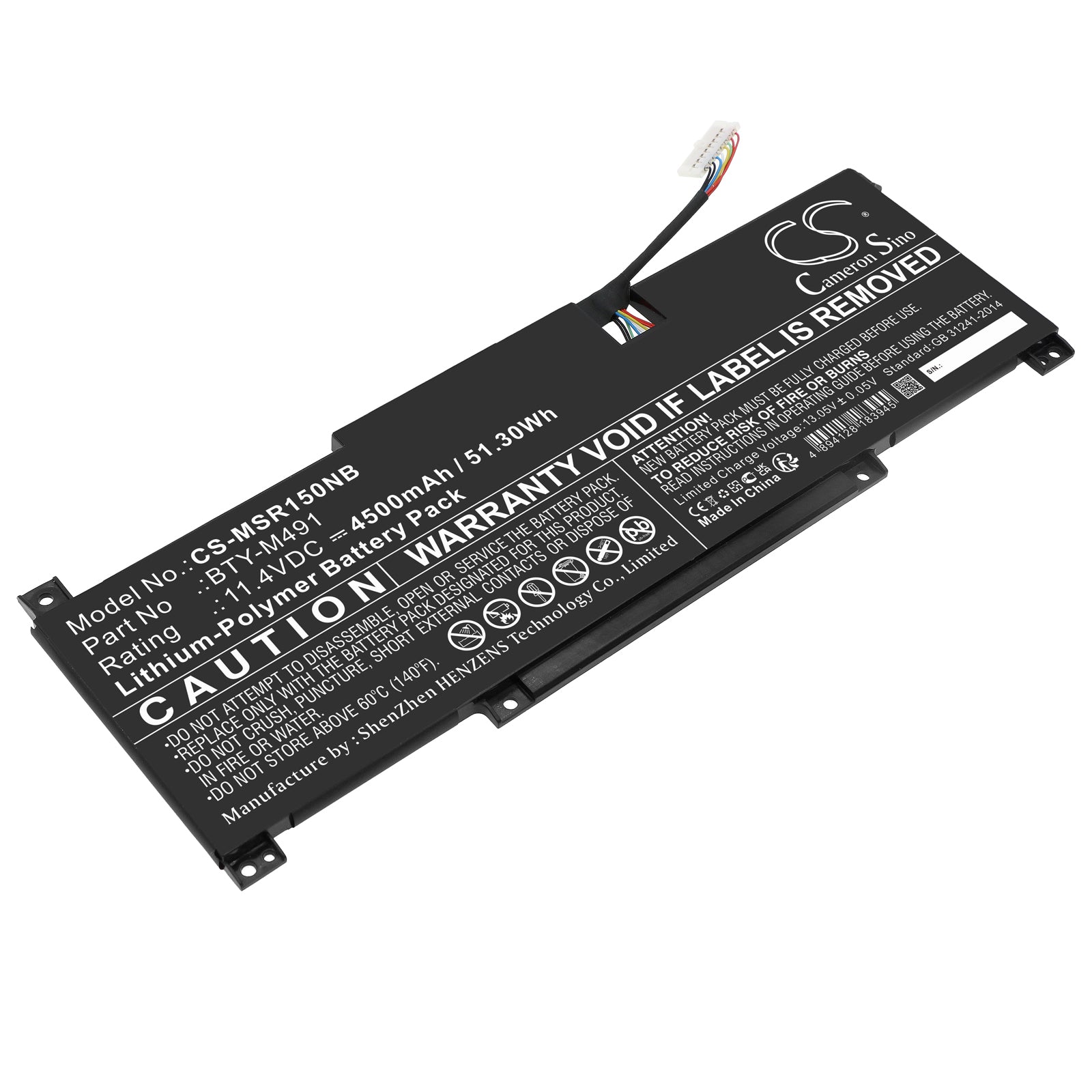 Li-Polymer, Notebook, Laptop Battery fits Msi Modern 15 A10m(ms-1551), Modern 15 A10m-001xfr, 11.4V, 4500mAh Notebook, Laptop Cameron Sino Technology Limited