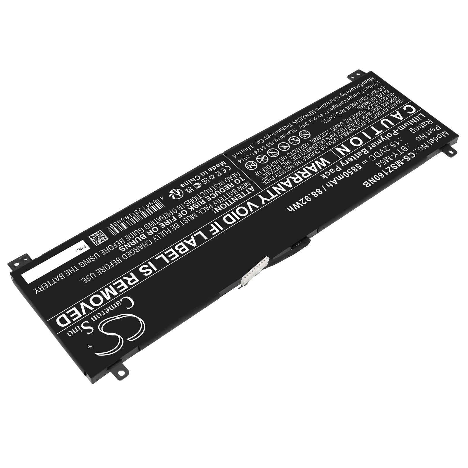 Li-Polymer, Notebook, Laptop Battery fits Msi Creator Z16 A11ue-019es, Creator Z16 A11ue-020xes, 15.2V, 5850mAh Notebook, Laptop Cameron Sino Technology Limited