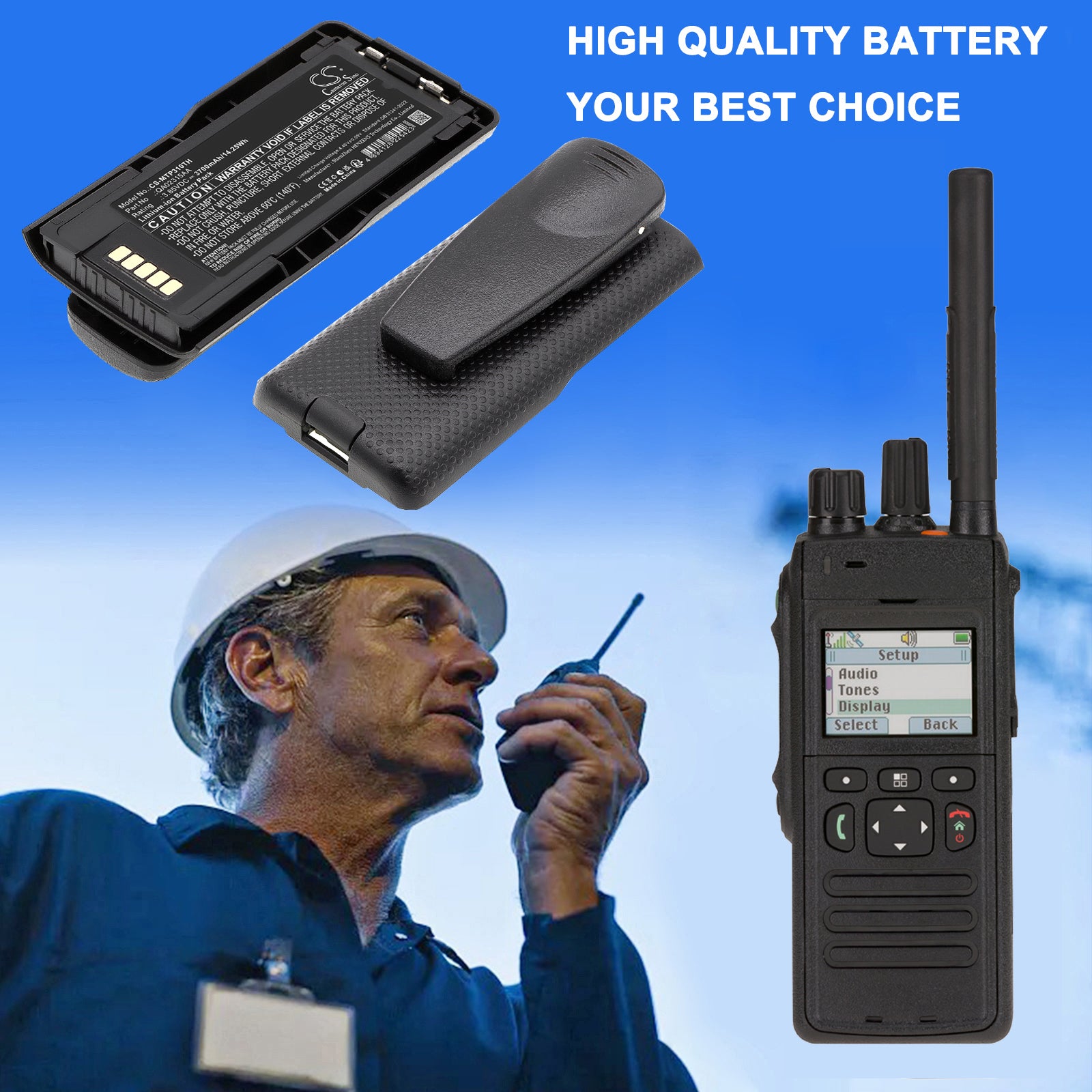 3.85V, Li-ion, 3700mAh, Battery fits Motorola MTP600, MTP3000, 14.25Wh Two-Way Radio Cameron Sino Technology Limited