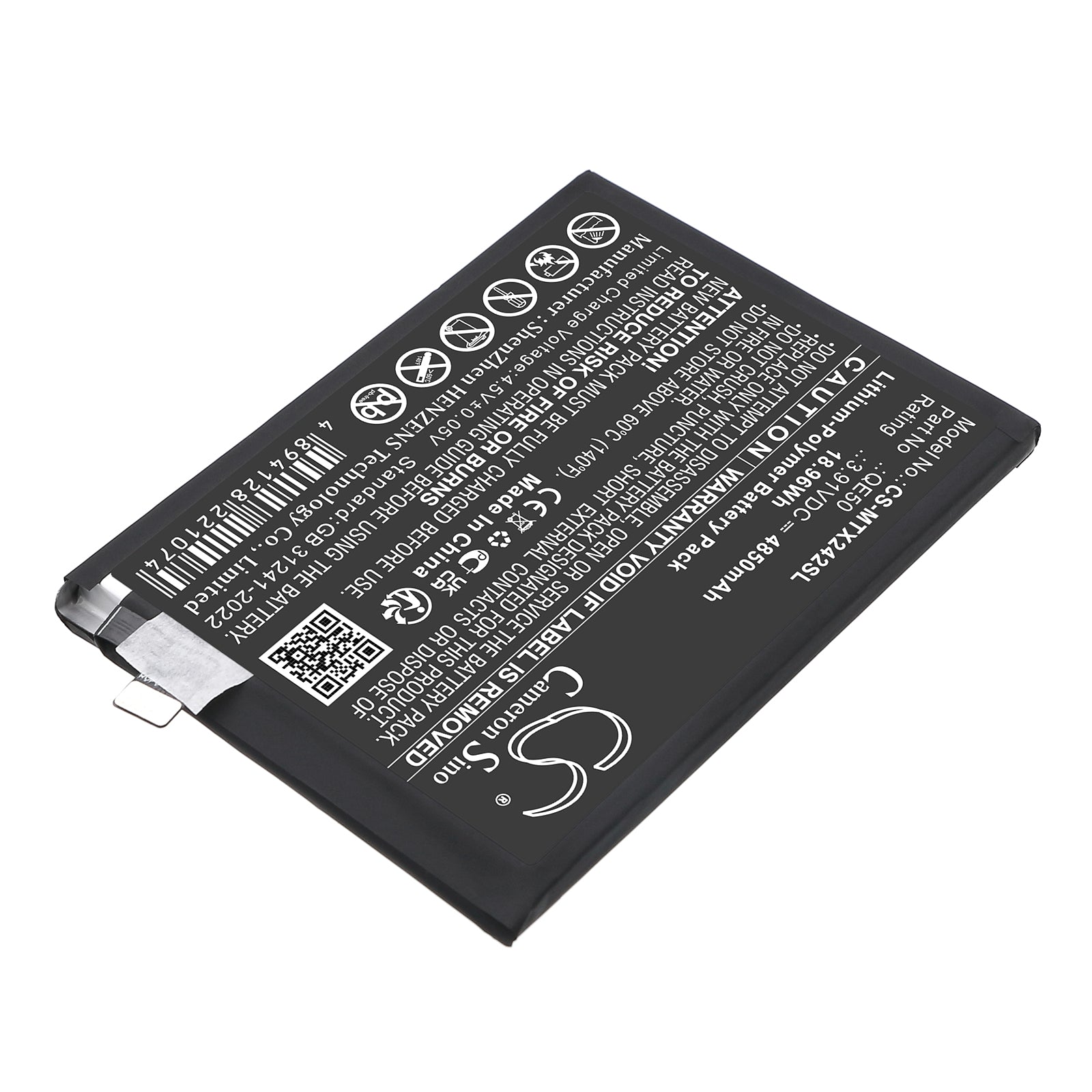 3.91V, Li-Polymer, 4850mAh, Battery fits Motorola Moto G85 5G, Moto S50 Neo 5G, 18.96Wh Mobile, SmartPhone Cameron Sino Technology Limited