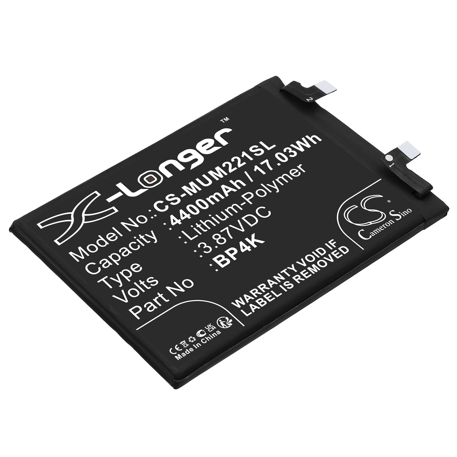 Li-Polymer, Mobile, SmartPhone Battery fits Xiaomi 22101320c, Note 12 Pro, 3.87V, 4400mAh Mobile, SmartPhone Cameron Sino Technology Limited