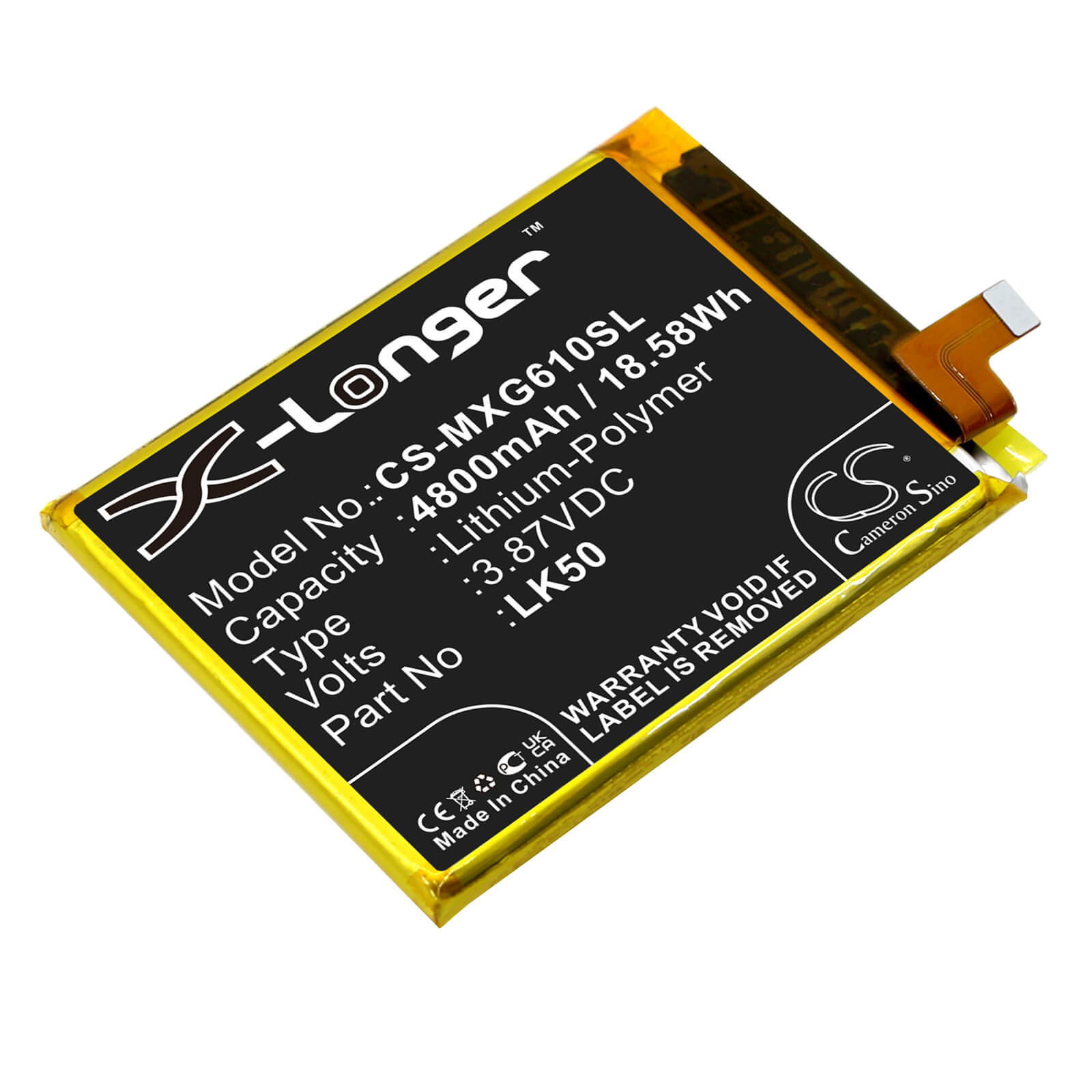 Li-Polymer Battery fits Motorola, Moto G60s, Moto G60s 2021 3.87V, 4800mAh / 18.58Wh Mobile & SmartPhone Cameron Sino Technology Limited