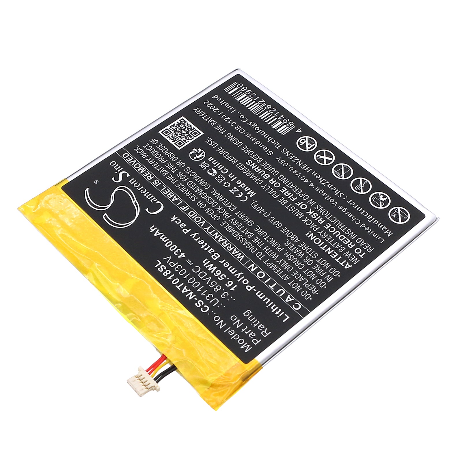 3.85V, Li-Polymer, 4300mAh, Battery fits ONN 100044018G, 100044018p, 16.56Wh Tablet Cameron Sino Technology Limited