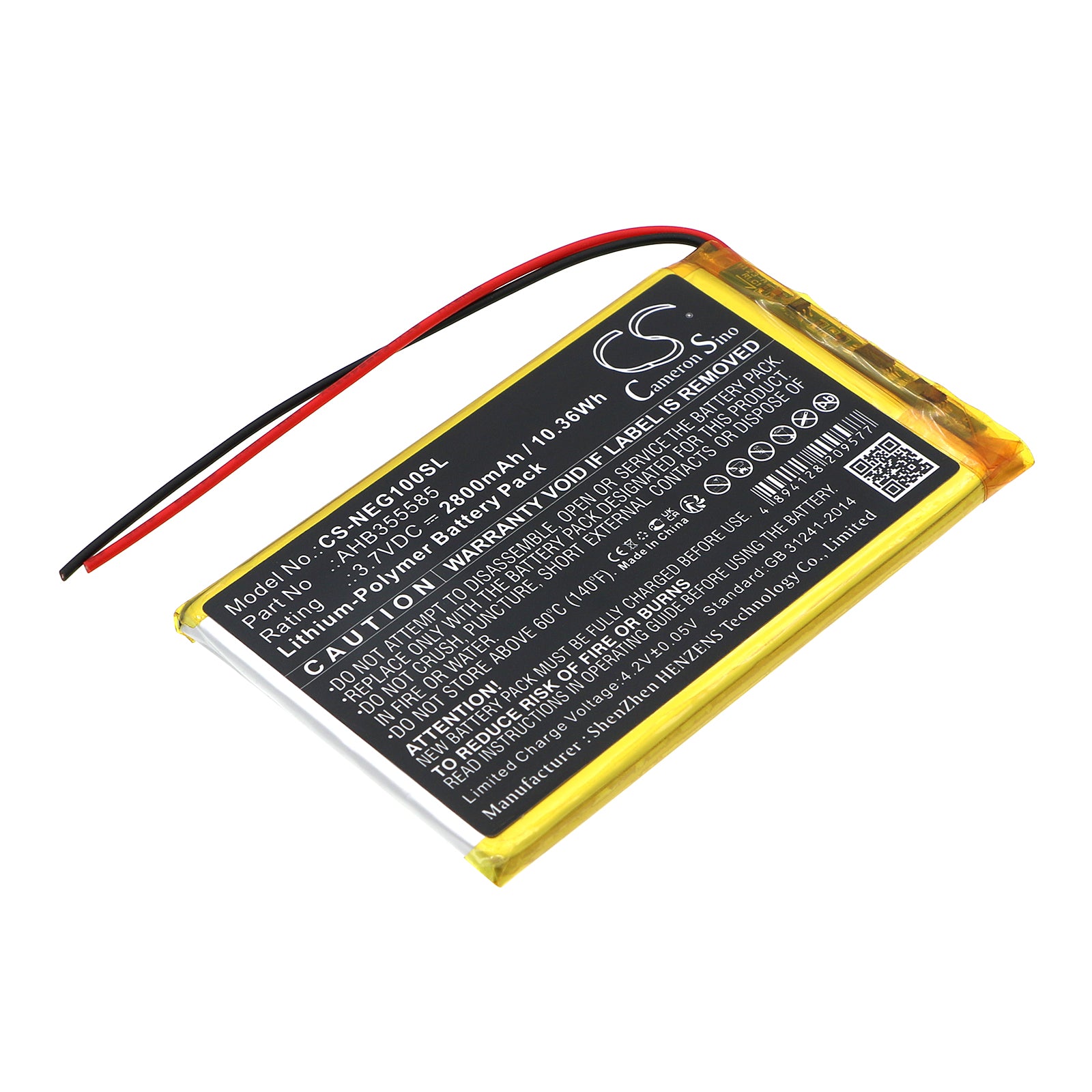 Li-Polymer, Game Console Battery fits Snk Neo Geo X Gold Handheld Consol, 3.7V, 2800mAh Game Console Cameron Sino Technology Limited