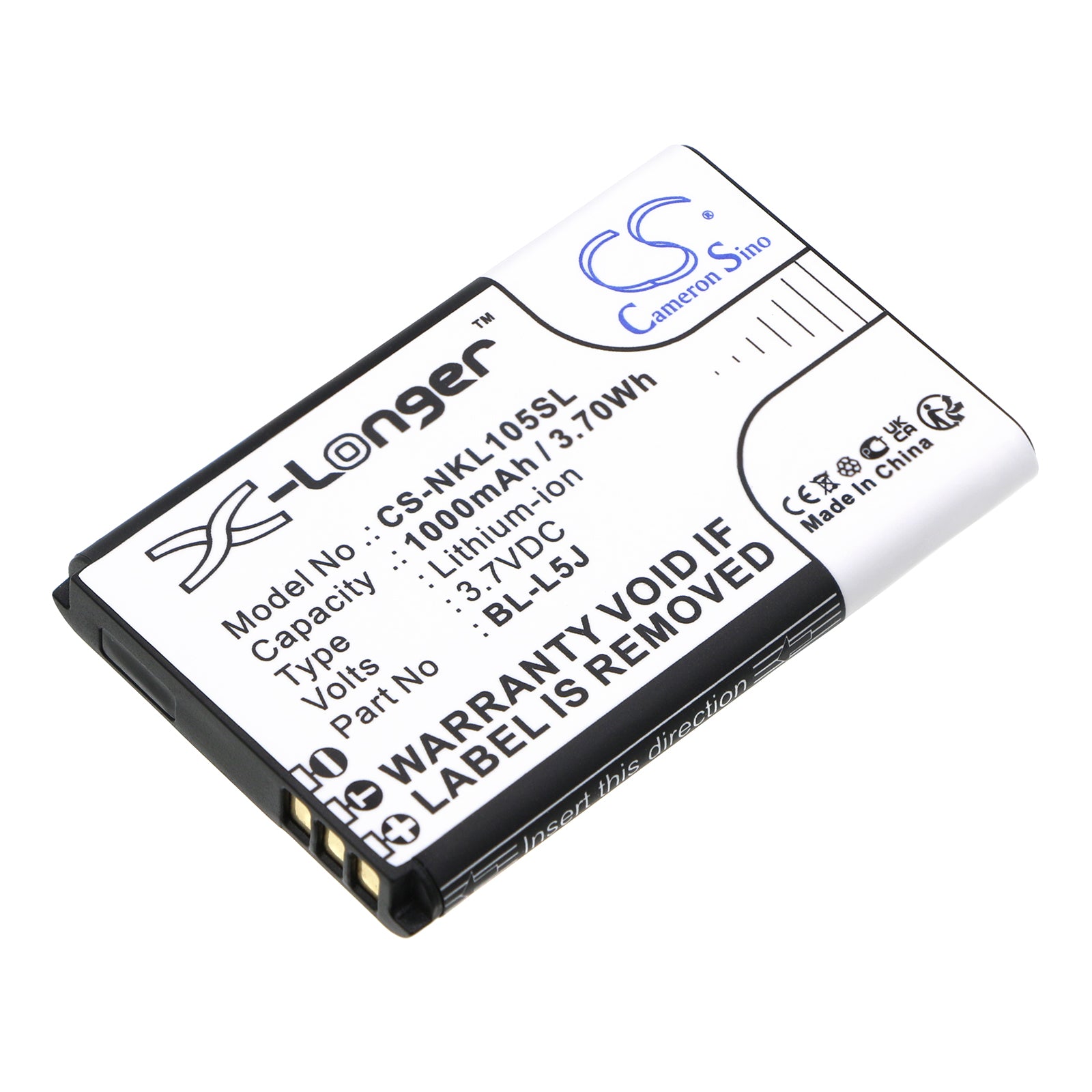 Li-ion, Mobile, SmartPhone Battery fits Nokia 105 2023, 3.7V, 1000mAh Mobile, SmartPhone Cameron Sino Technology Limited