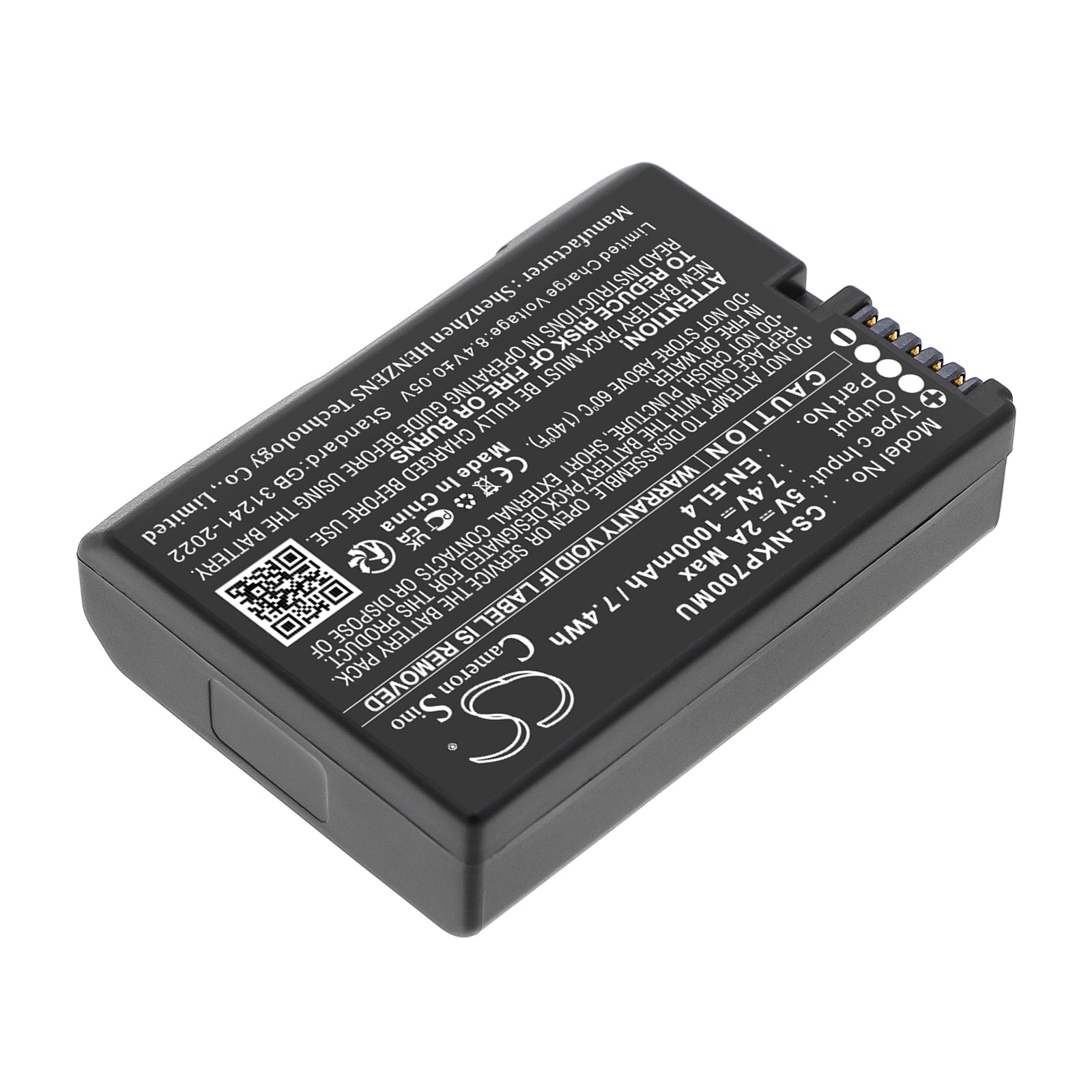 7.4V, Li-ion, 1000mAh, Battery fits NiKon Coolpix P7000, Coolpix P7100, 7.4Wh Camera Cameron Sino Technology Limited