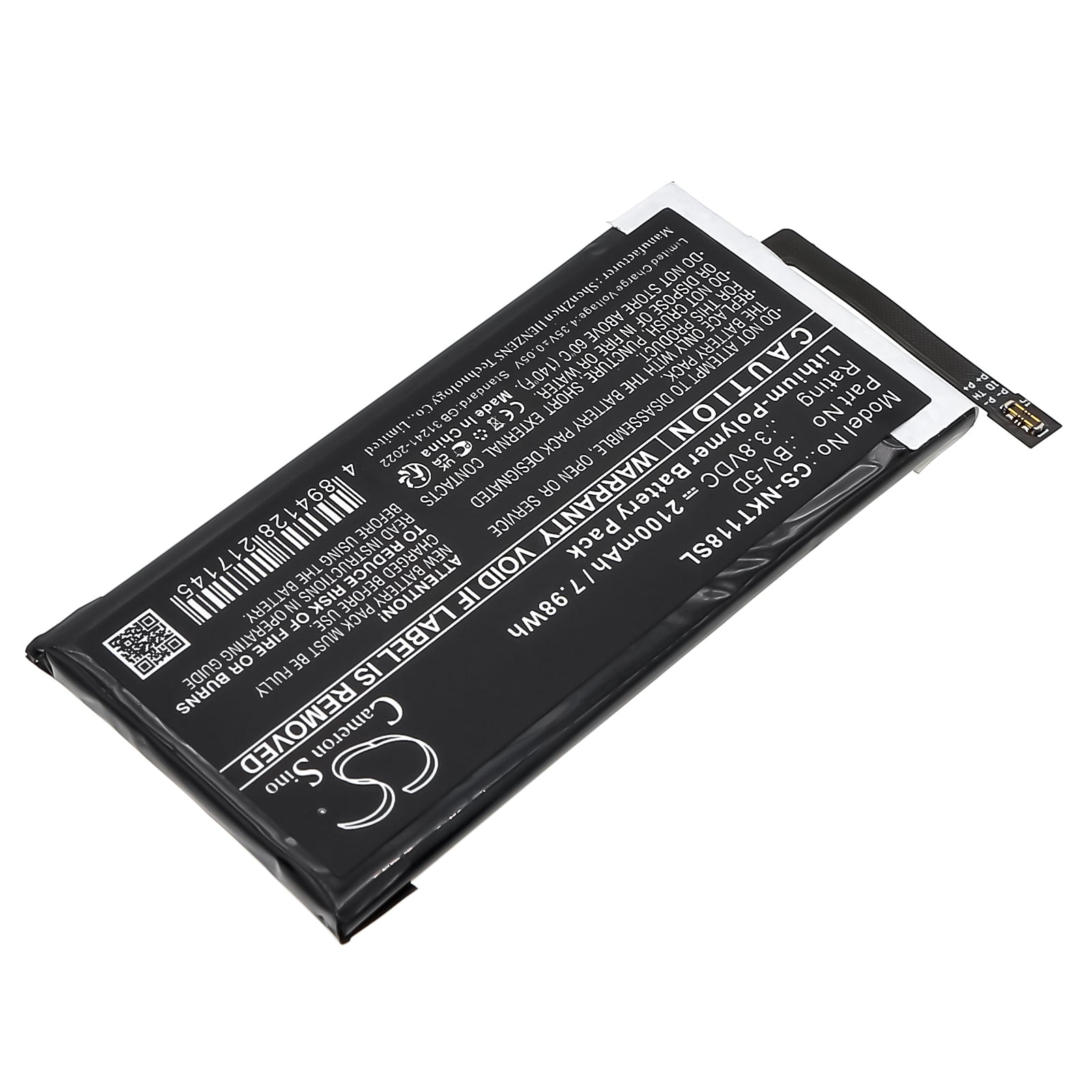 3.8V, Li-Polymer, 2100mAh, Battery fits Nokia 800 Tough, TA-1186, 7.98Wh Mobile, SmartPhone Cameron Sino Technology Limited