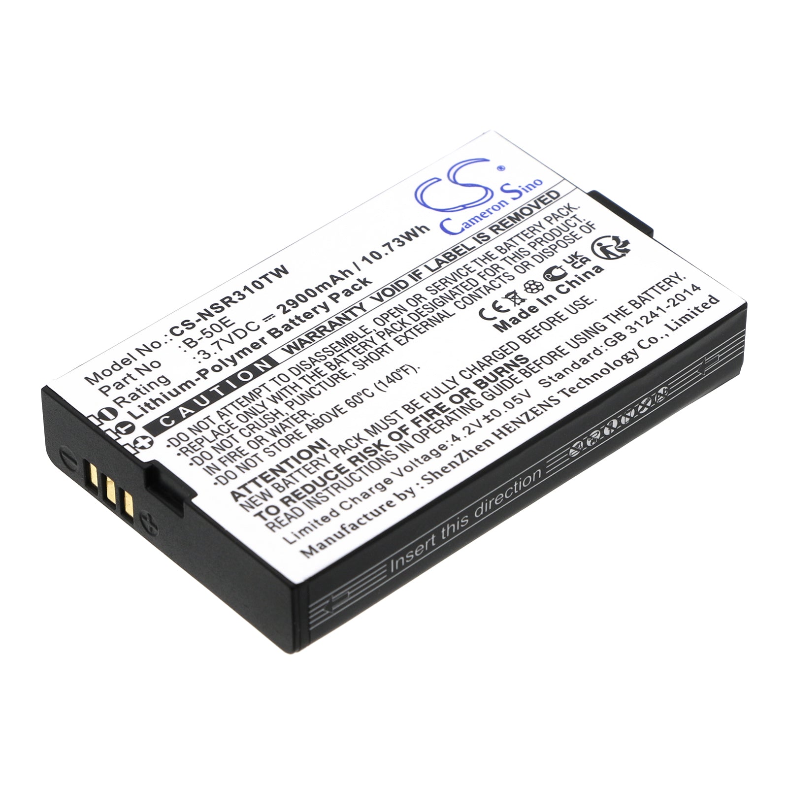 Li-Polymer, Two-Way Radio Battery fits Inrico T310, 3.7V, 2900mAh Two-Way Radio Cameron Sino Technology Limited