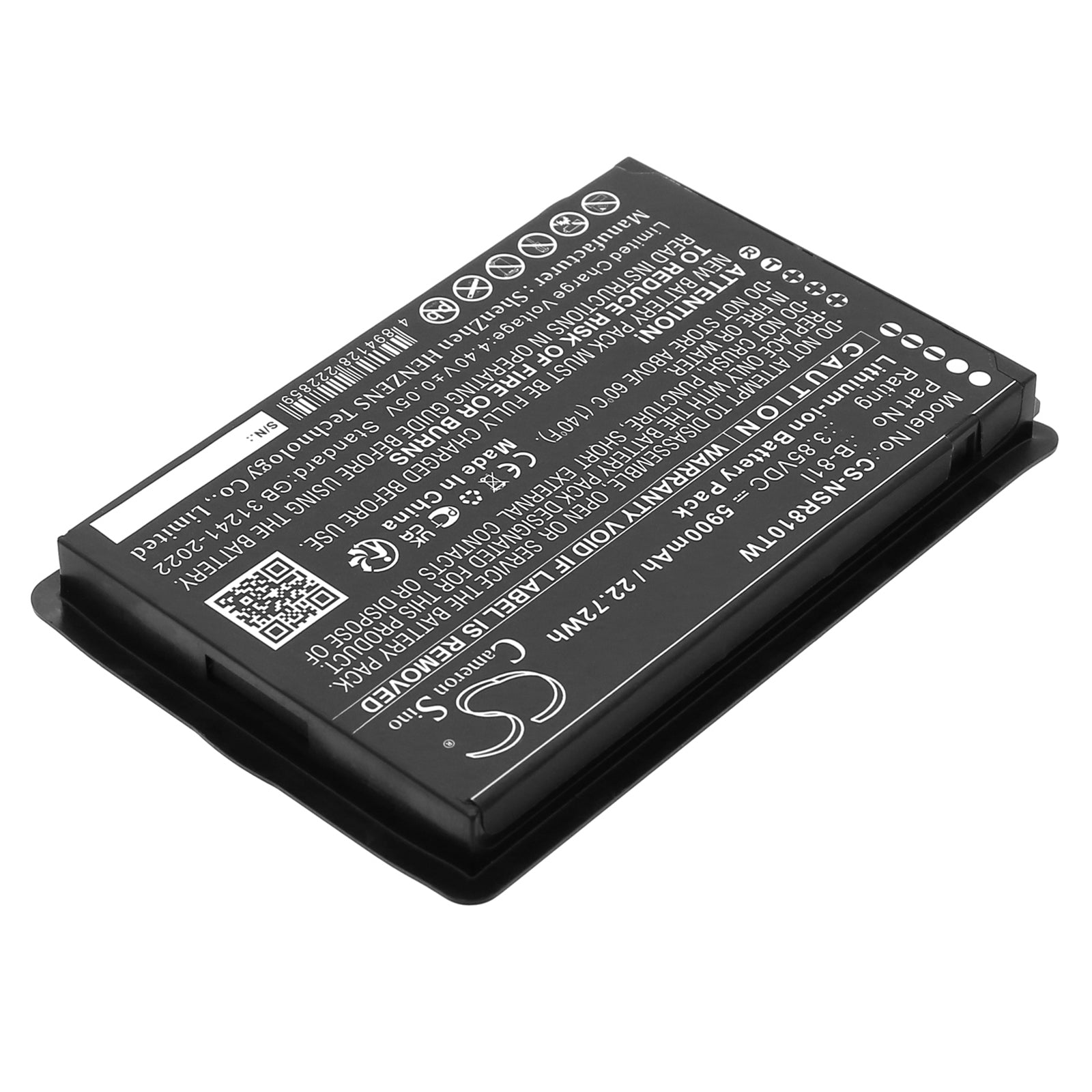 3.85V, Li-ion, 5900mAh, Battery fits Inrico BS-81G, 22.72Wh Two-Way Radio Cameron Sino Technology Limited