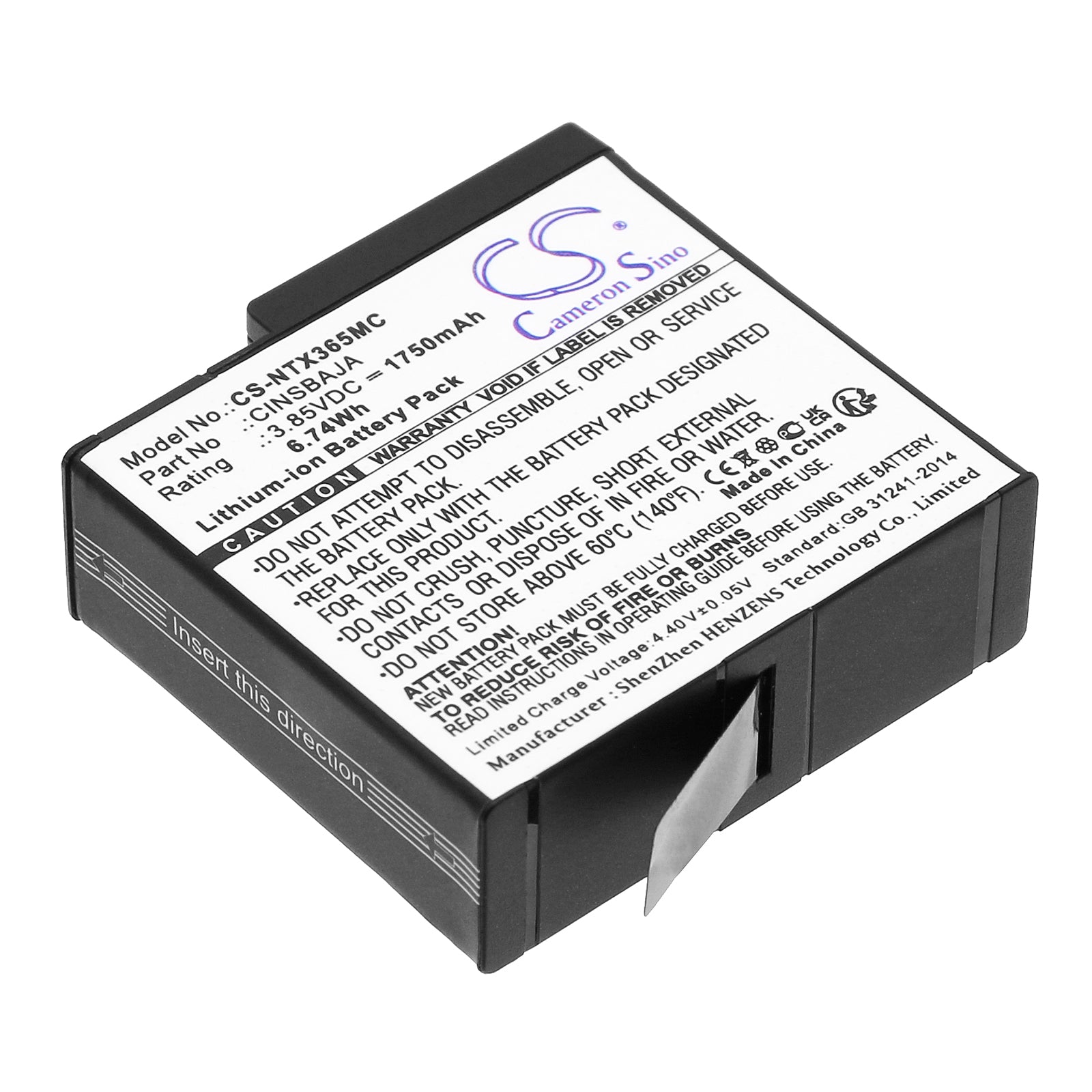 Li-ion, Camera Battery fits Insta360 Ace, Ace Pro, 3.85V, 1750mAh Camera Cameron Sino Technology Limited