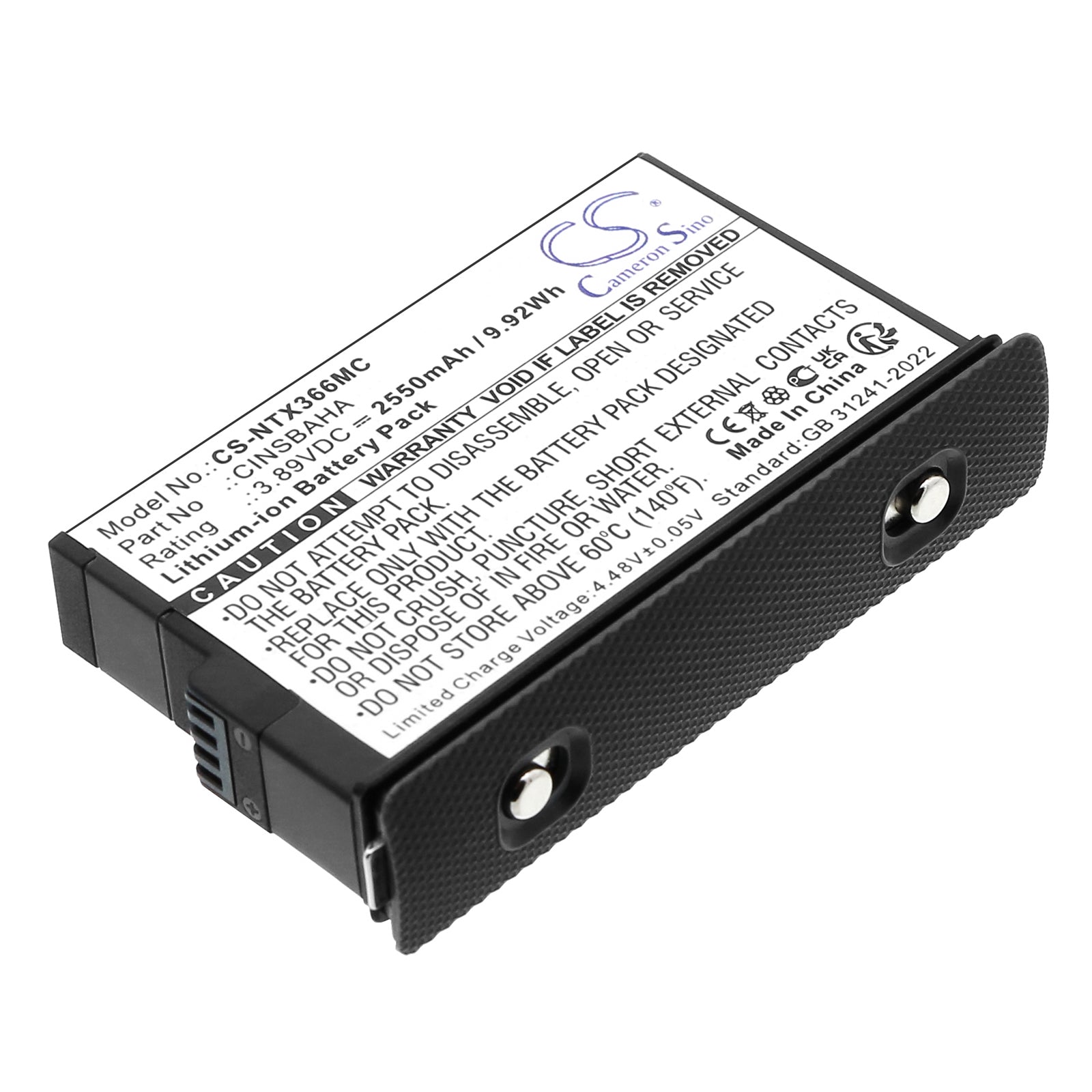 3.89V, Li-ion, 2550mAh, Battery fits Insta360 One X5, 9.92Wh Camera Cameron Sino Technology Limited