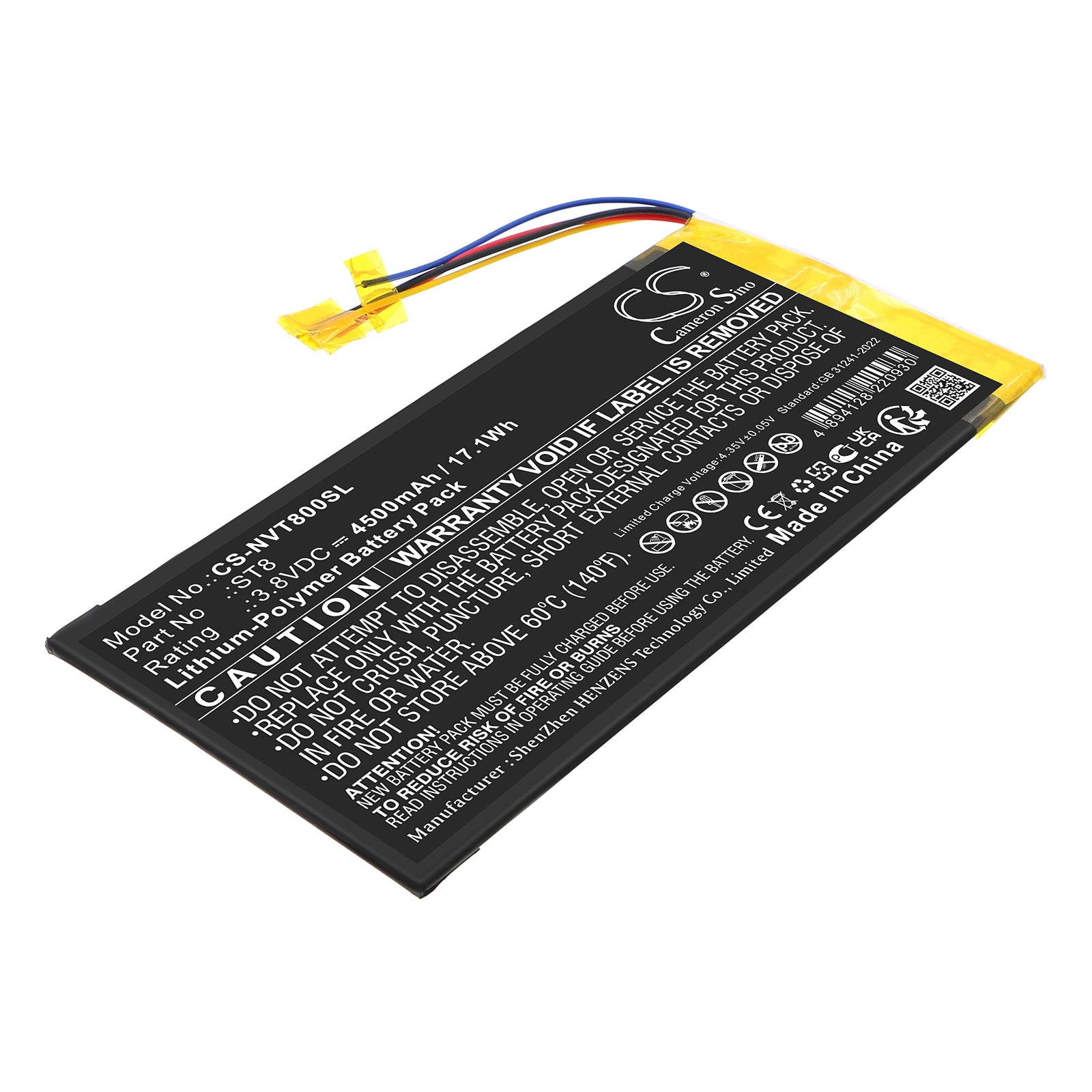 3.8V, Li-Polymer, 4500mAh, Battery fits Nvidia Shield K1, Shield P1761W, 17.1Wh Tablet Cameron Sino Technology Limited