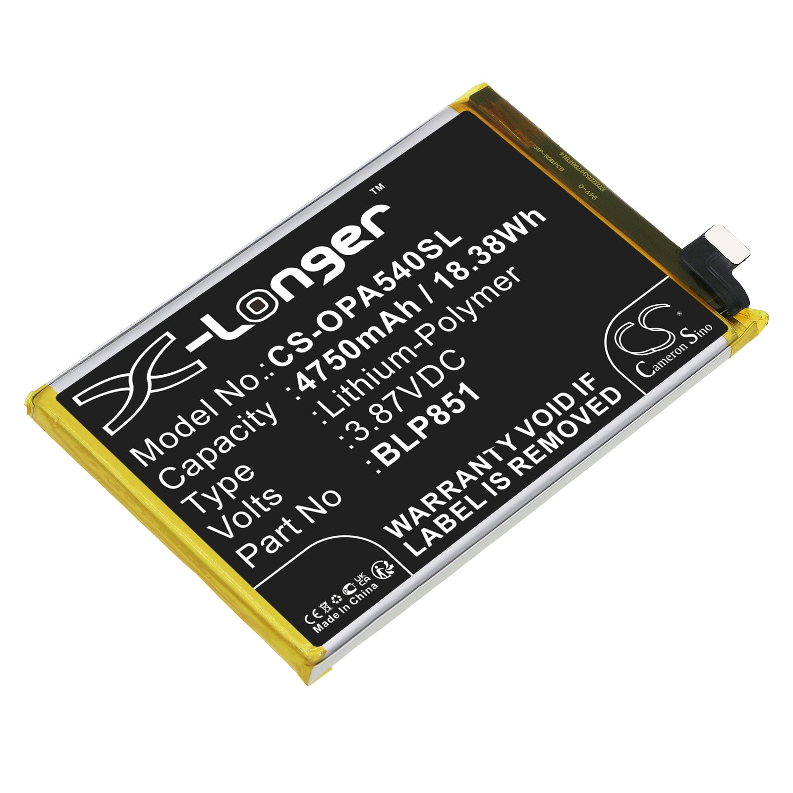 Li-Polymer, Mobile, SmartPhone Battery fits Oppo A54 5g, A74 5g, 3.87V, 4750mAh Mobile, SmartPhone Cameron Sino Technology Limited