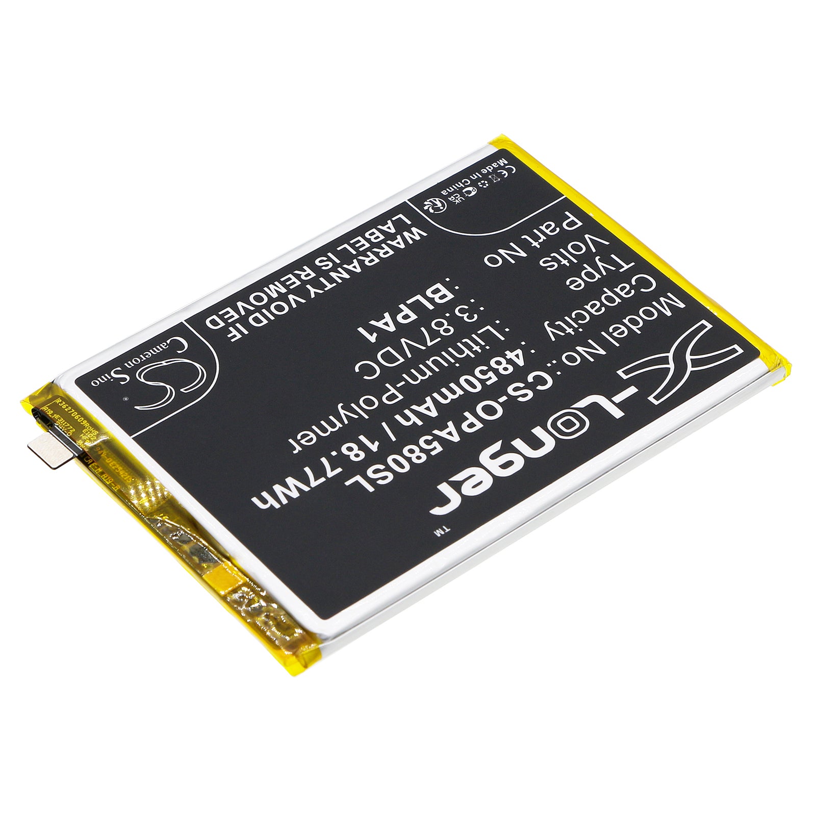 Li-Polymer, Mobile, SmartPhone Battery fits Oppo A38, A58, 3.87V, 4850mAh Mobile, SmartPhone Cameron Sino Technology Limited