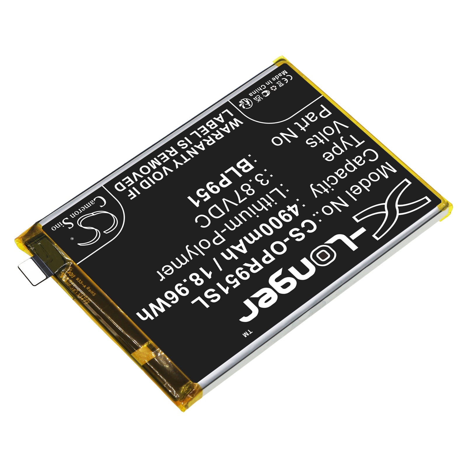 Li-Polymer, Mobile, SmartPhone Battery fits Oppo Realme 10 Pro+, Rmx3686, 3.87V, 4900mAh Mobile, SmartPhone Cameron Sino Technology Limited