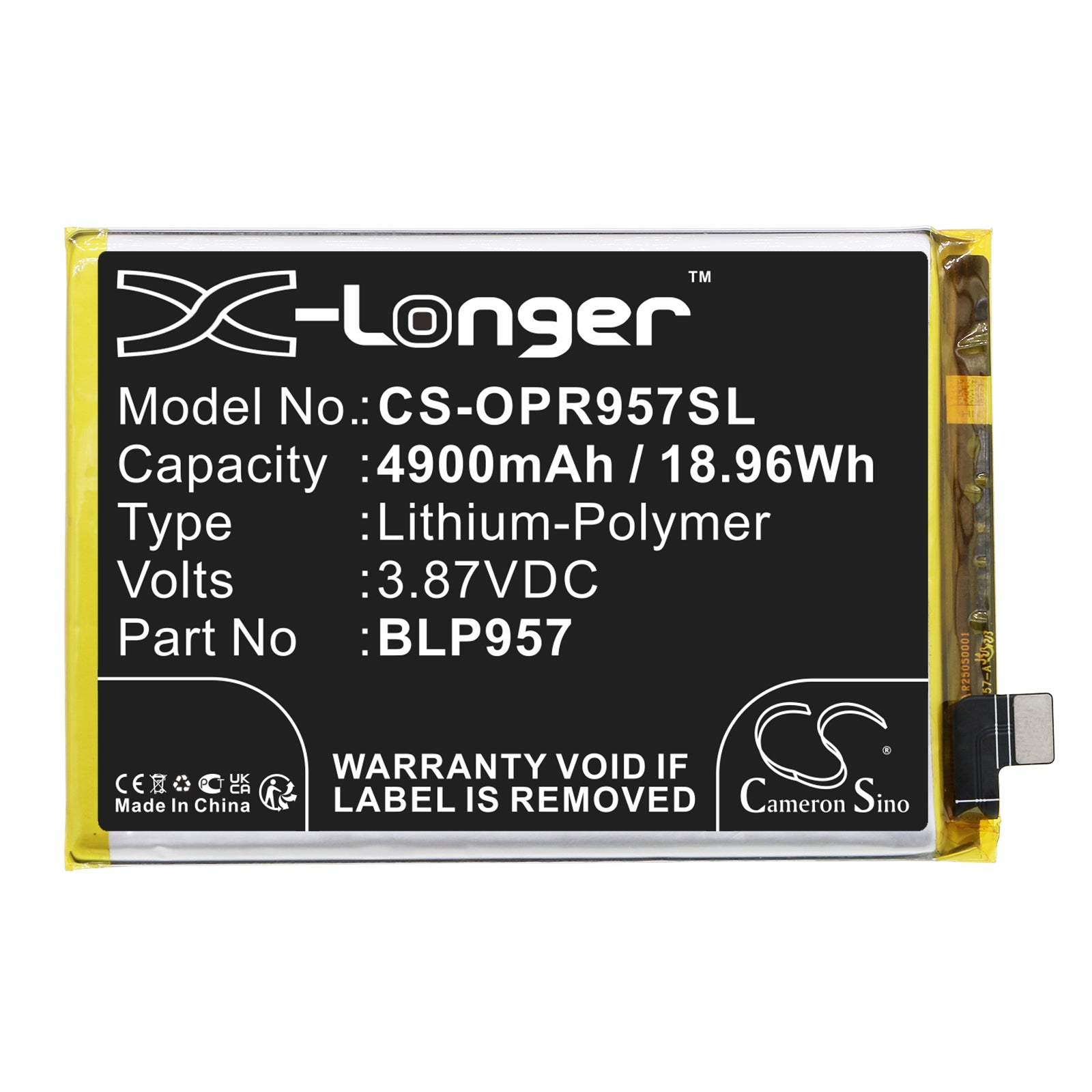 Li-Polymer, Mobile, SmartPhone Battery fits Oppo Realme 10 5g, Rmx3630, 3.87V, 4900mAh Mobile, SmartPhone Cameron Sino Technology Limited