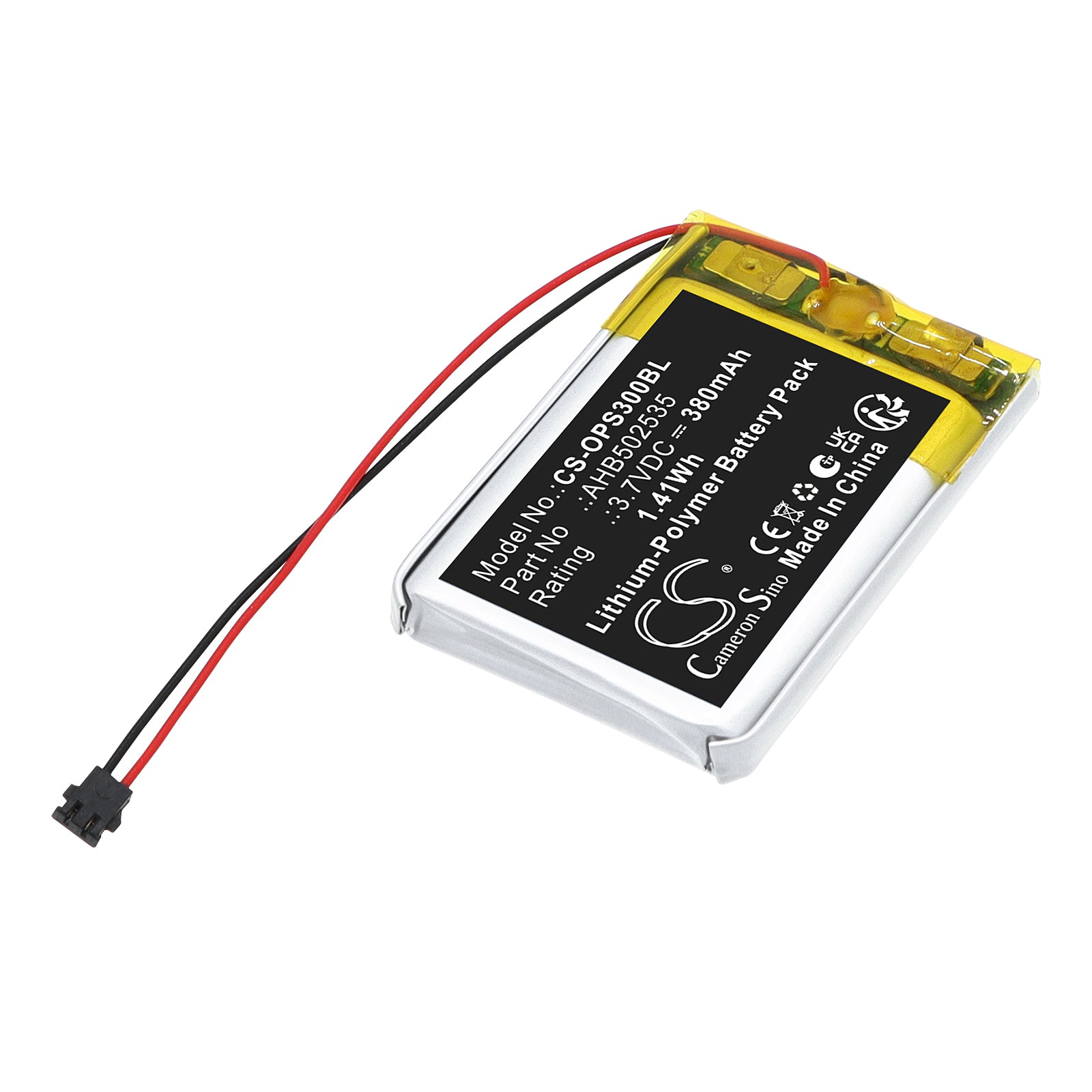 3.7V, Li-Polymer, 380mAh, Battery fits Opticon RS-3000, 1.41Wh Barcode Scanner Cameron Sino Technology Limited
