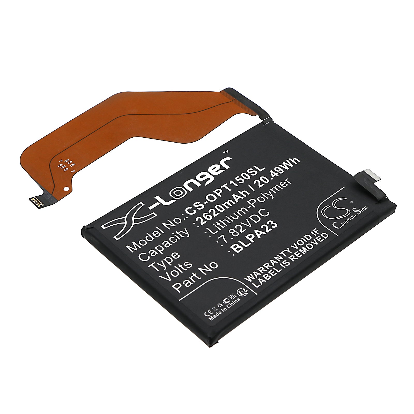 Li-Polymer, Mobile, SmartPhone Battery fits Oppo Realme Gt5 150w, 7.82V, 2620mAh Mobile, SmartPhone Cameron Sino Technology Limited